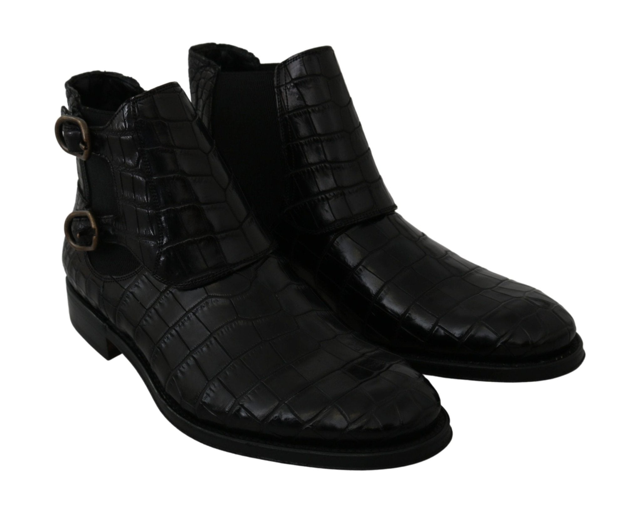 Dolce & Gabbana Black Crocodile Leather Derby Boots Shoes - Dani Dyers