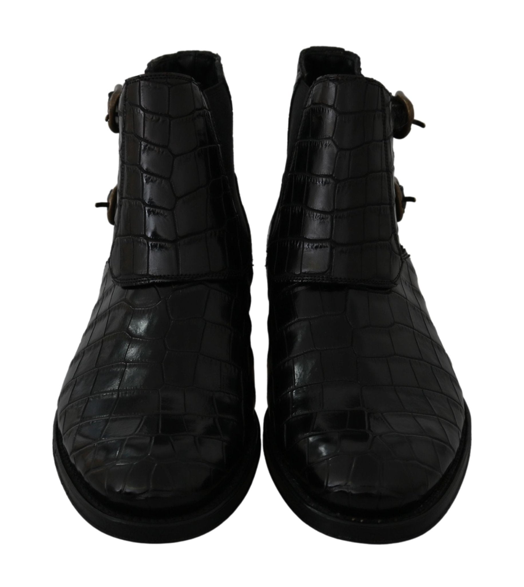 Dolce & Gabbana Black Crocodile Leather Derby Boots Shoes - Dani Dyers