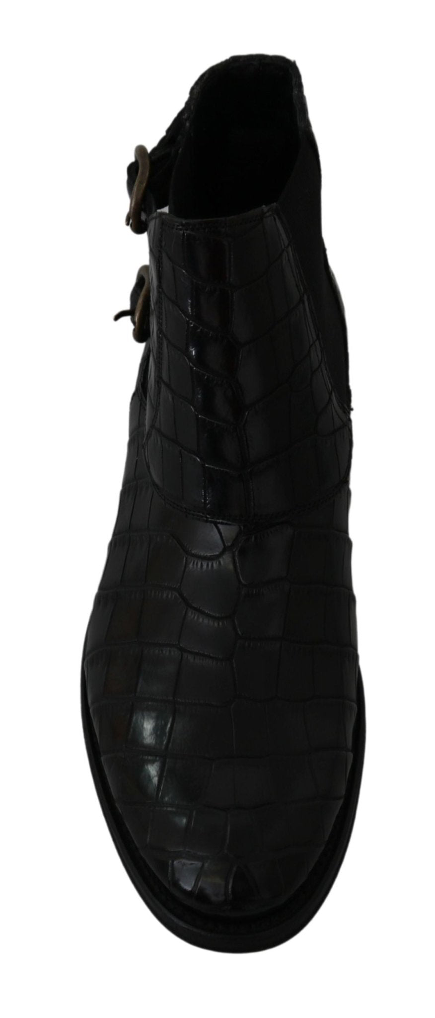 Dolce & Gabbana Black Crocodile Leather Derby Boots Shoes - Dani Dyers
