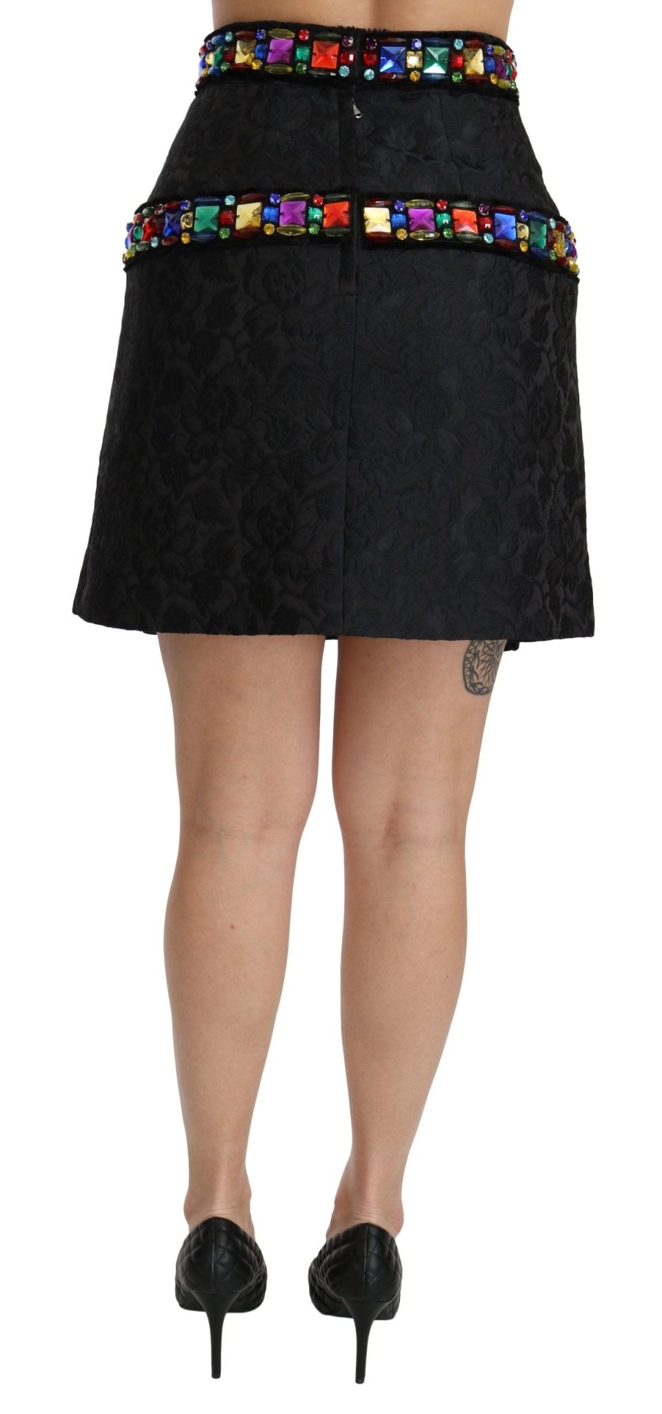 Dolce & Gabbana Black Crystal Embellished High Waist Skirt - Dani Dyers