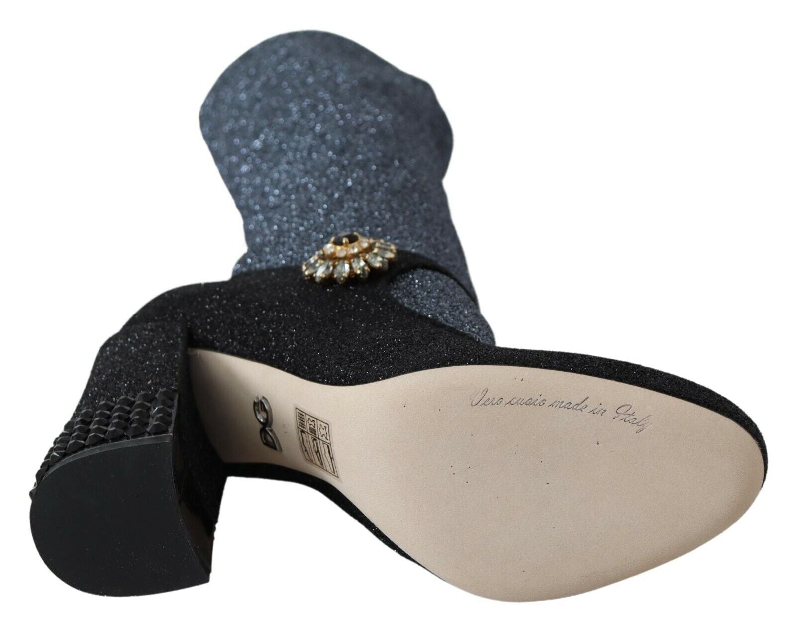 Dolce & Gabbana Black Crystal Mary Janes Booties Shoes - Dani Dyers