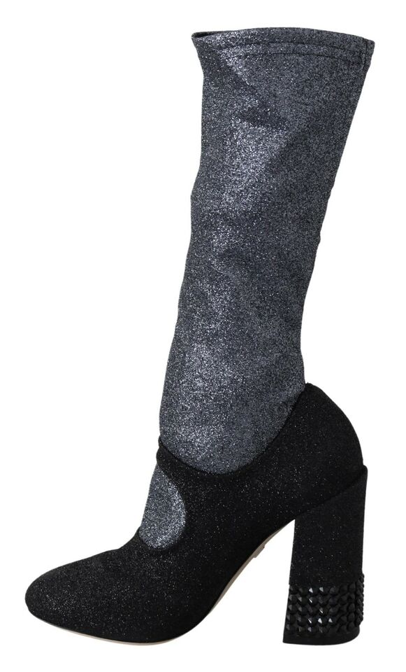 Dolce & Gabbana Black Crystal Mary Janes Booties Shoes - Dani Dyers