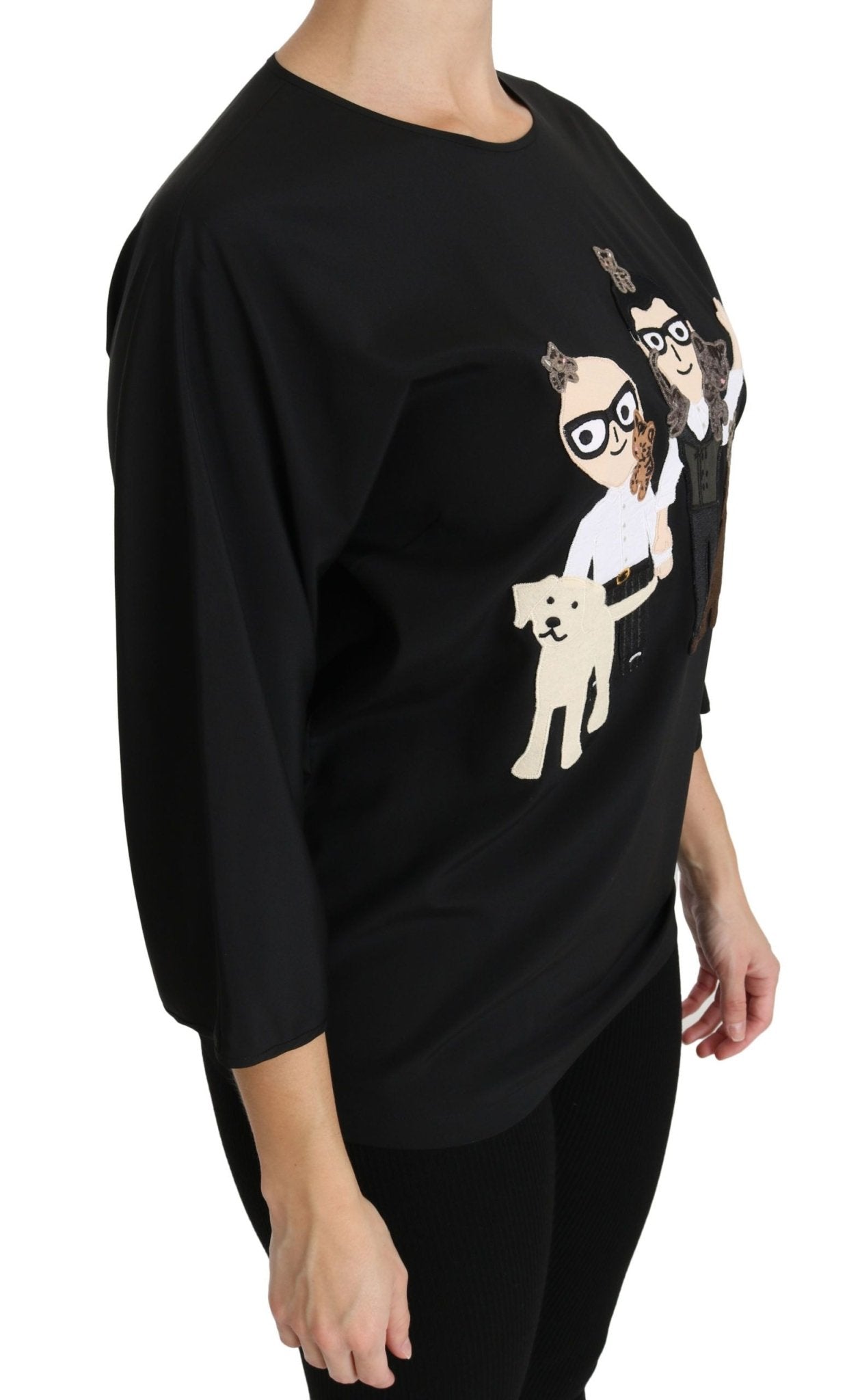 Dolce & Gabbana Black dgfamily Top T-shirt Silk Blouse - Dani Dyers
