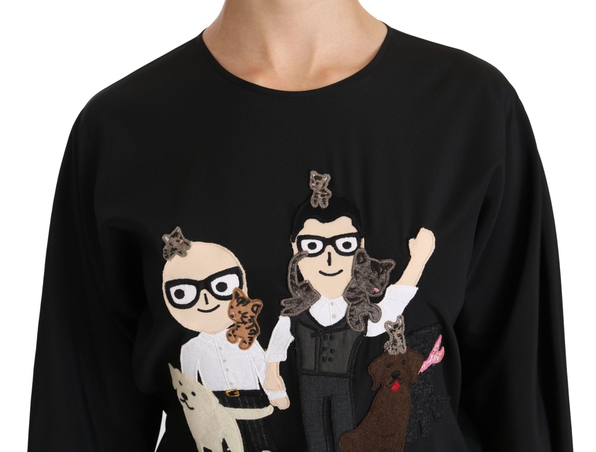 Dolce & Gabbana Black dgfamily Top T-shirt Silk Blouse - Dani Dyers