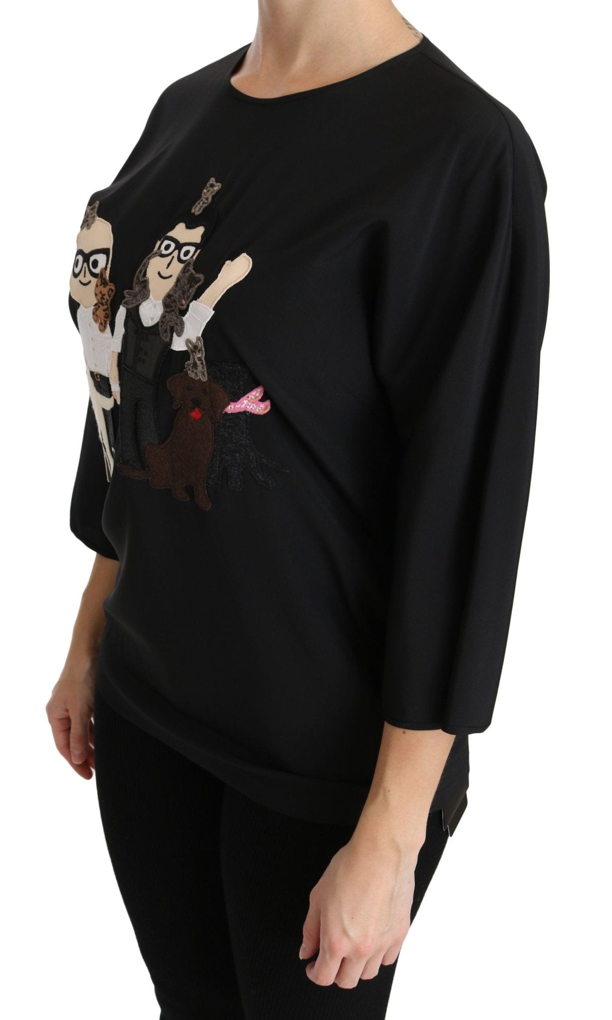 Dolce & Gabbana Black dgfamily Top T-shirt Silk Blouse - Dani Dyers