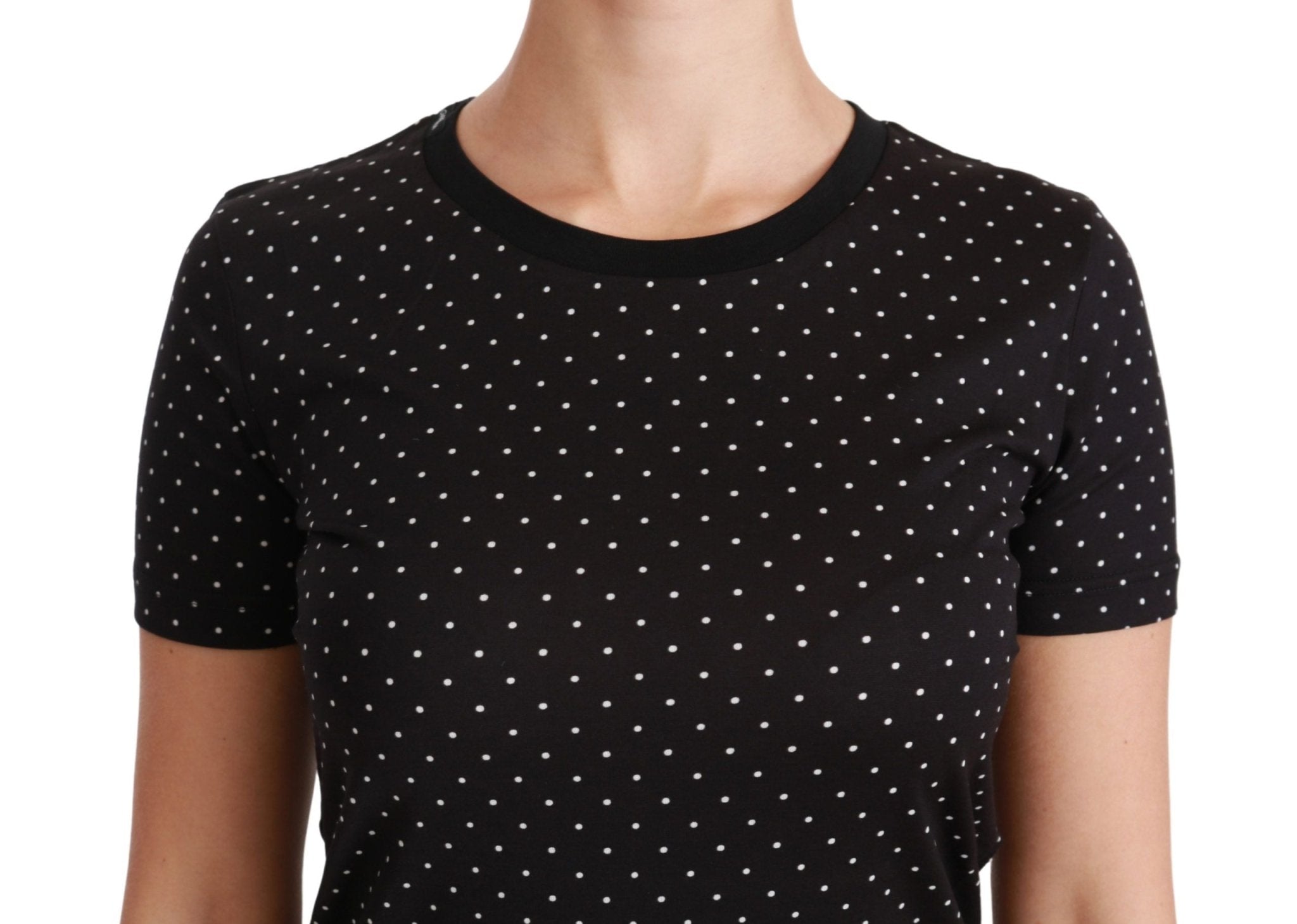 Dolce & Gabbana Black Dotted Crewneck Cotton Top T-shirt - Dani Dyers