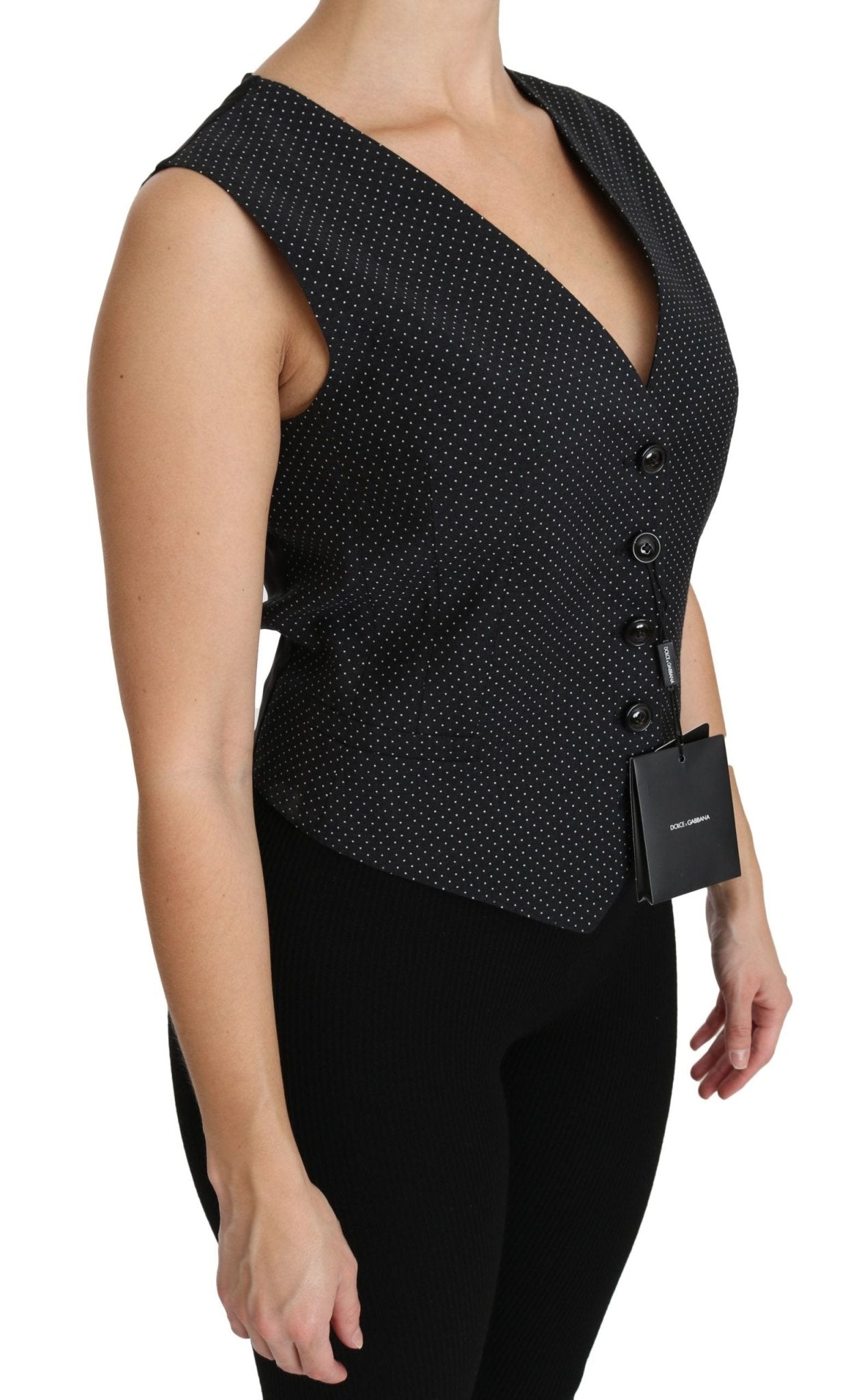 Dolce & Gabbana Black Dotted Waistcoat Vest Blouse Top - Dani Dyers