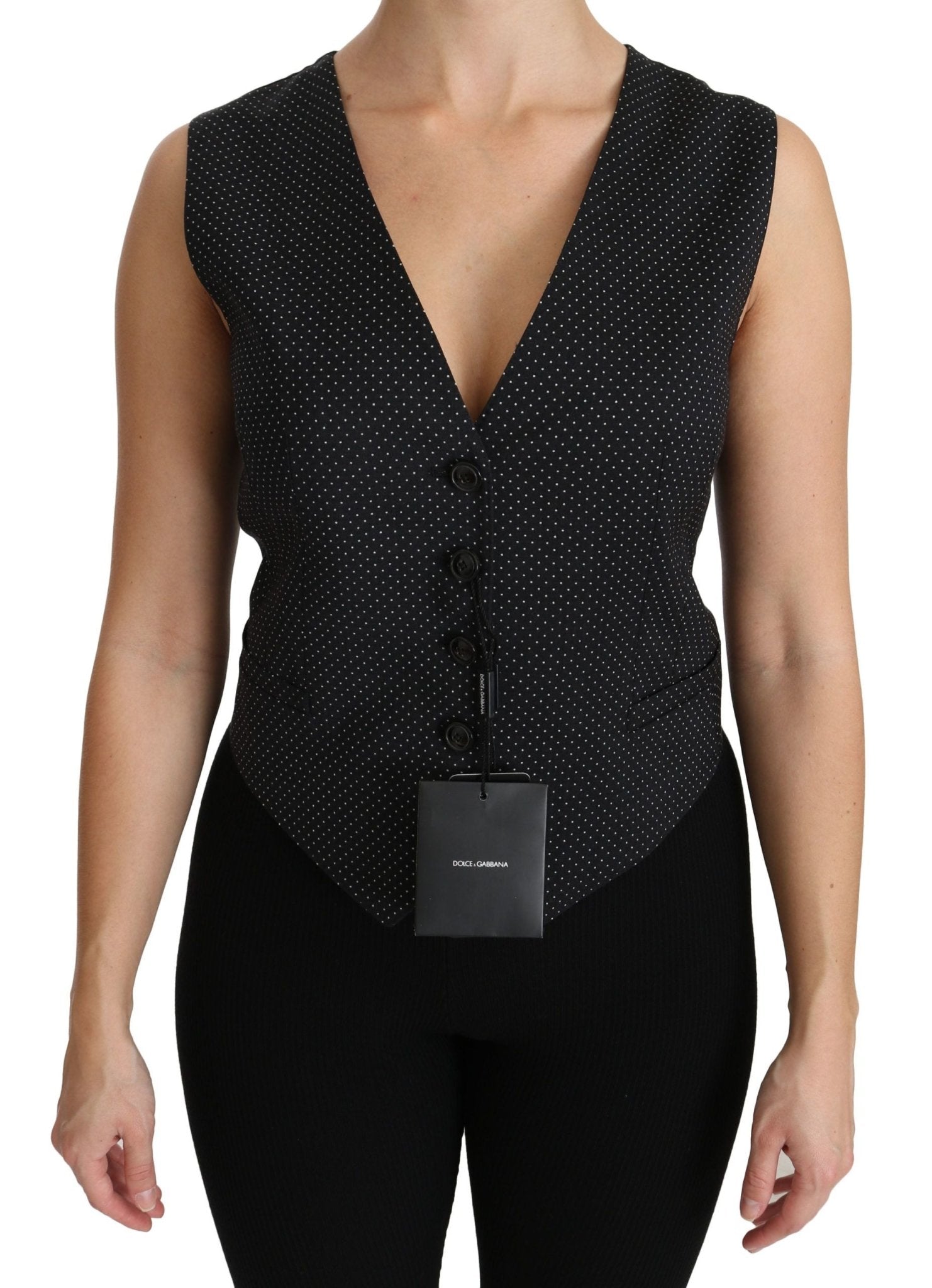 Dolce & Gabbana Black Dotted Waistcoat Vest Blouse Top - Dani Dyers