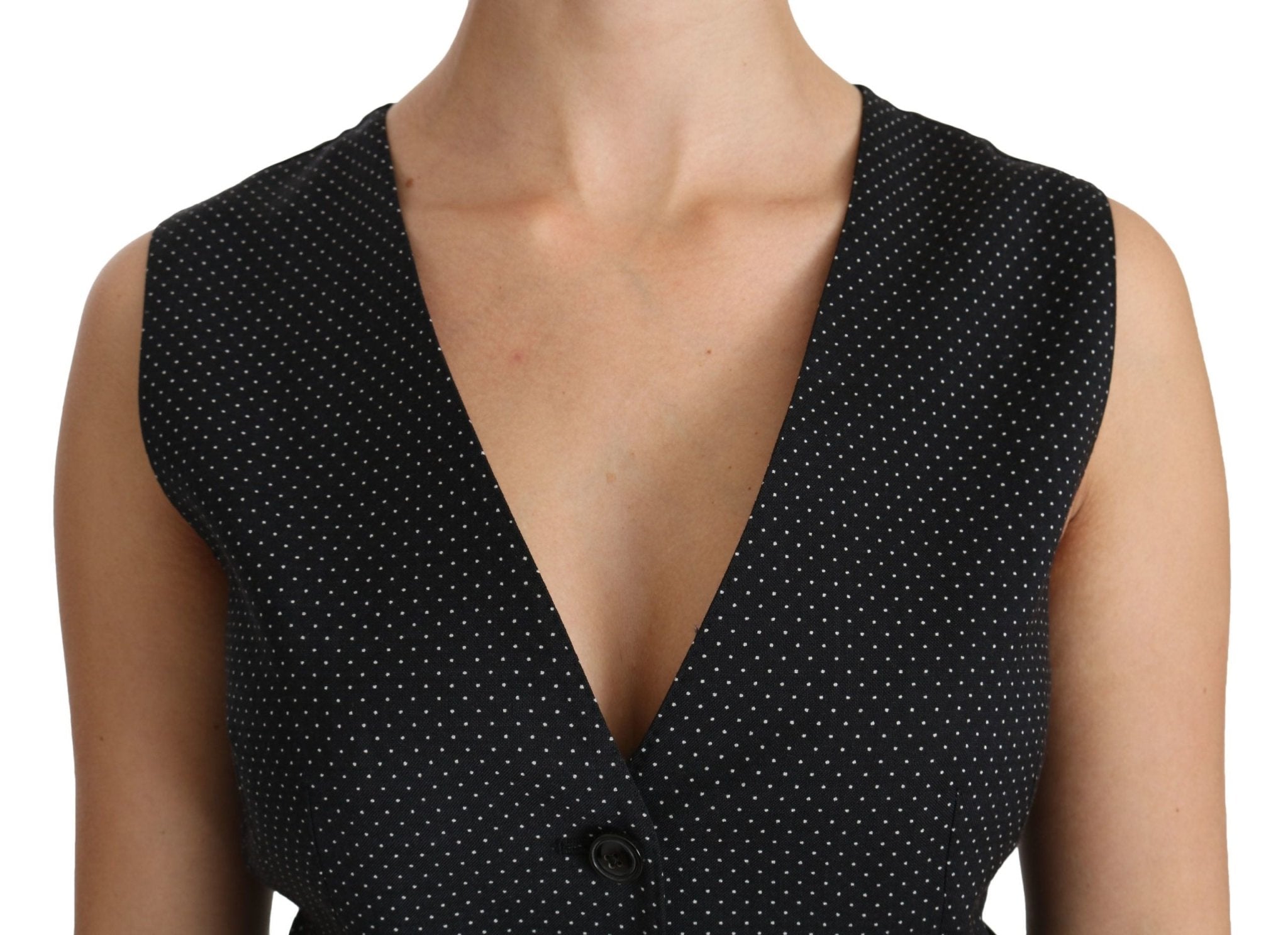 Dolce & Gabbana Black Dotted Waistcoat Vest Blouse Top - Dani Dyers
