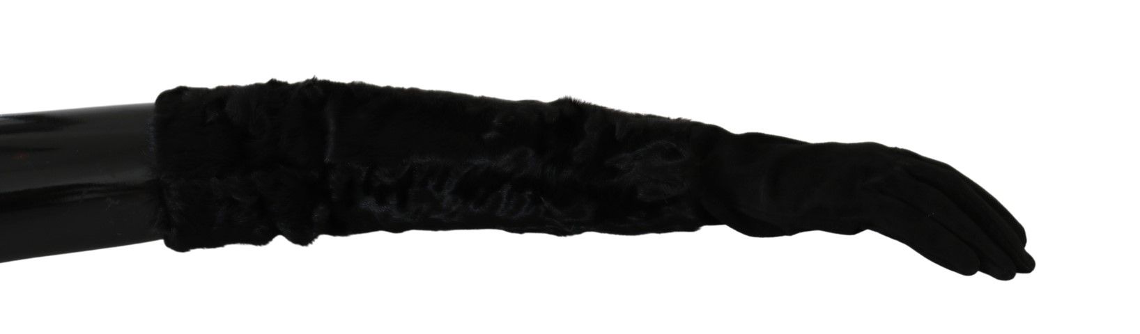 Dolce & Gabbana Black Elbow Length Mitten Suede Fur Gloves - Dani Dyers