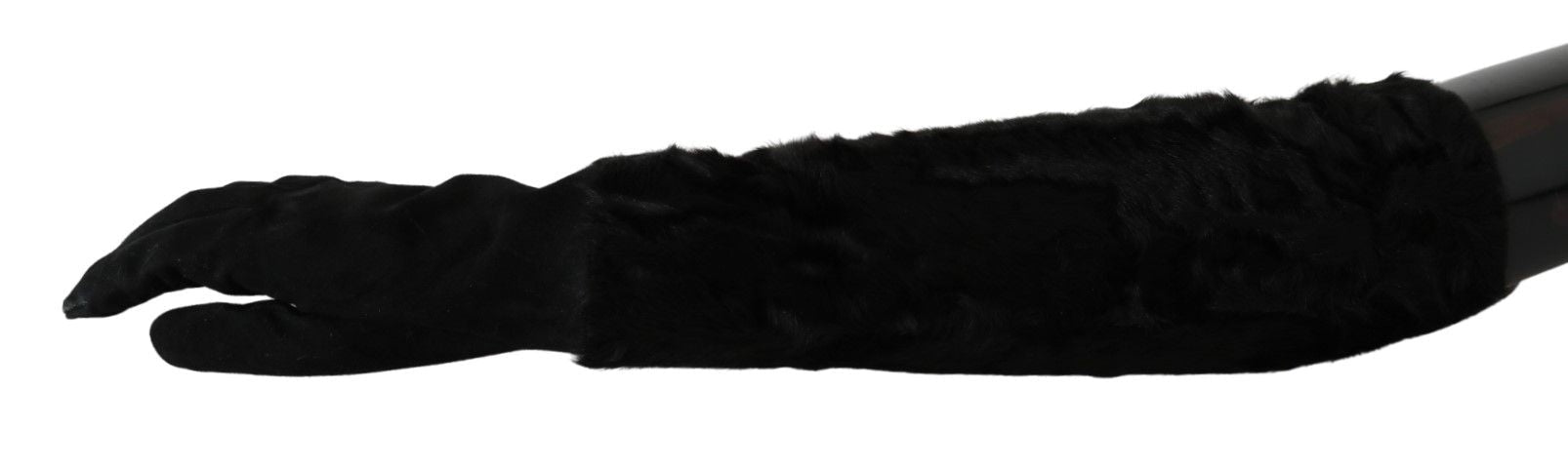 Dolce & Gabbana Black Elbow Length Mitten Suede Fur Gloves - Dani Dyers