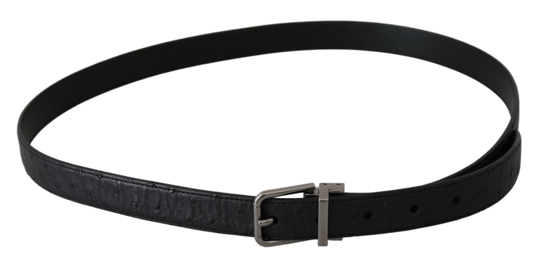 Dolce & Gabbana Black Exotic Skin Pattern Silver Buckle Belt - Dani Dyers