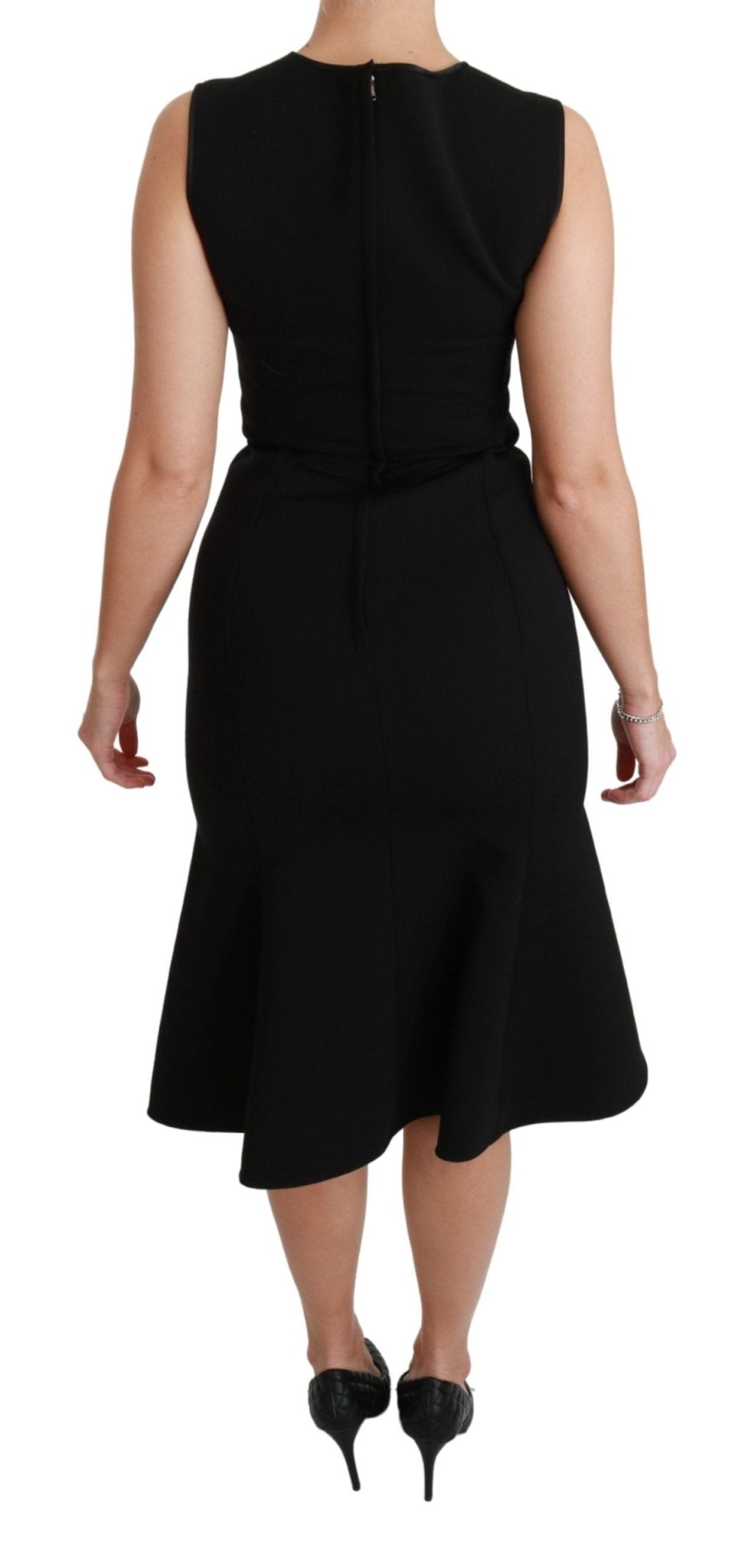 Dolce & Gabbana Black Fit Flare Wool Stretch Sheath Dress - Dani Dyers