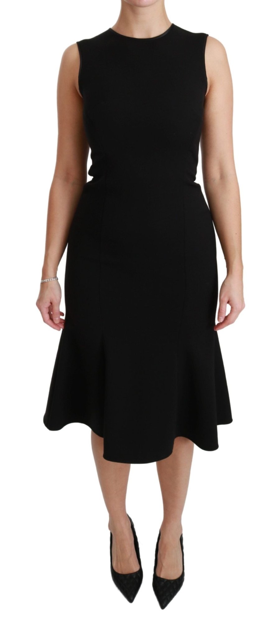 Dolce & Gabbana Black Fit Flare Wool Stretch Sheath Dress - Dani Dyers