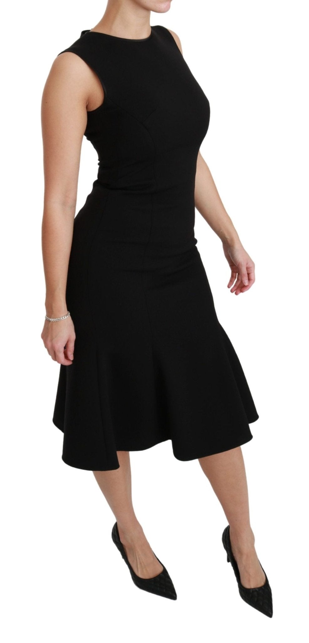 Dolce & Gabbana Black Fit Flare Wool Stretch Sheath Dress - Dani Dyers