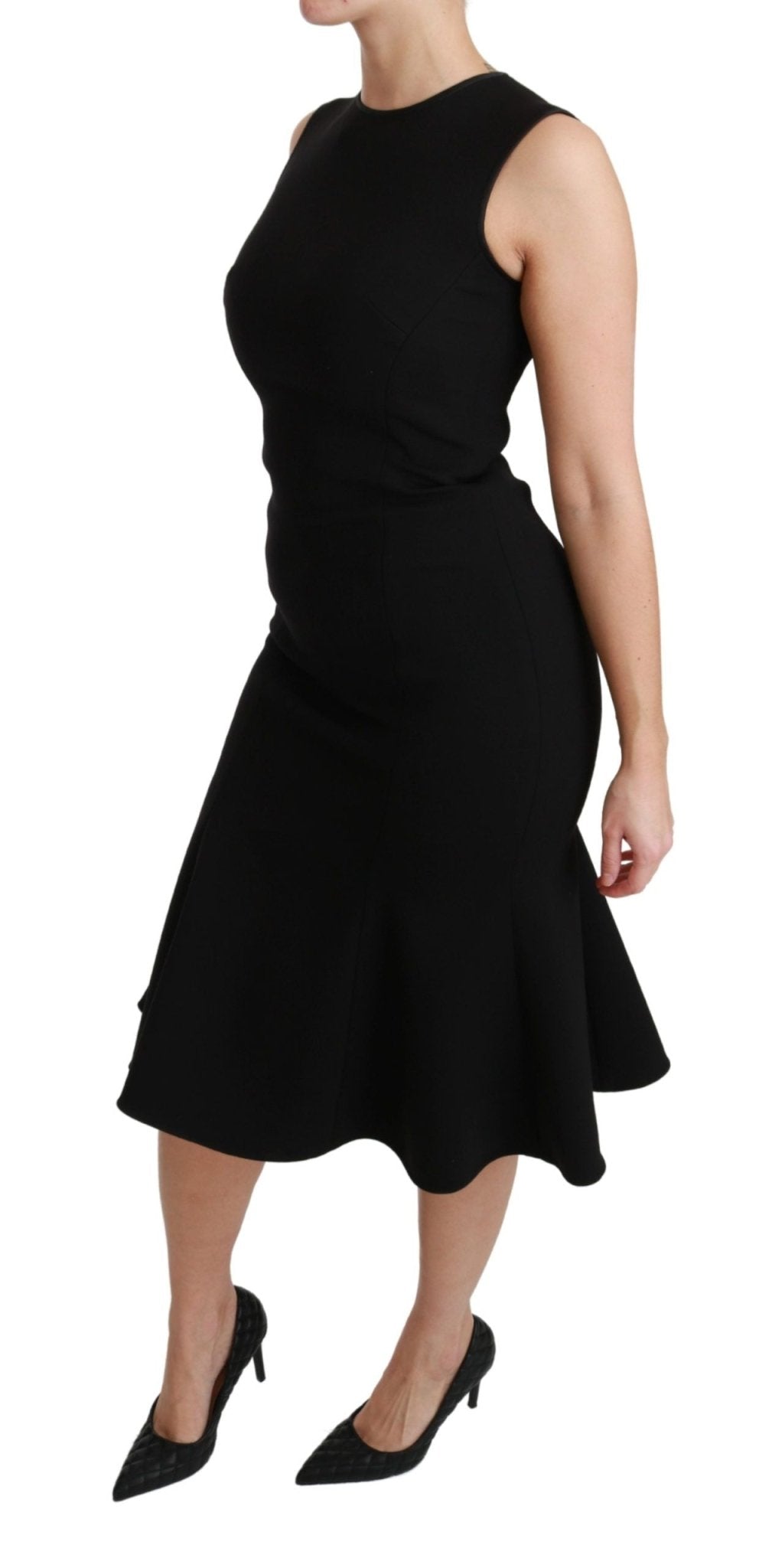 Dolce & Gabbana Black Fit Flare Wool Stretch Sheath Dress - Dani Dyers