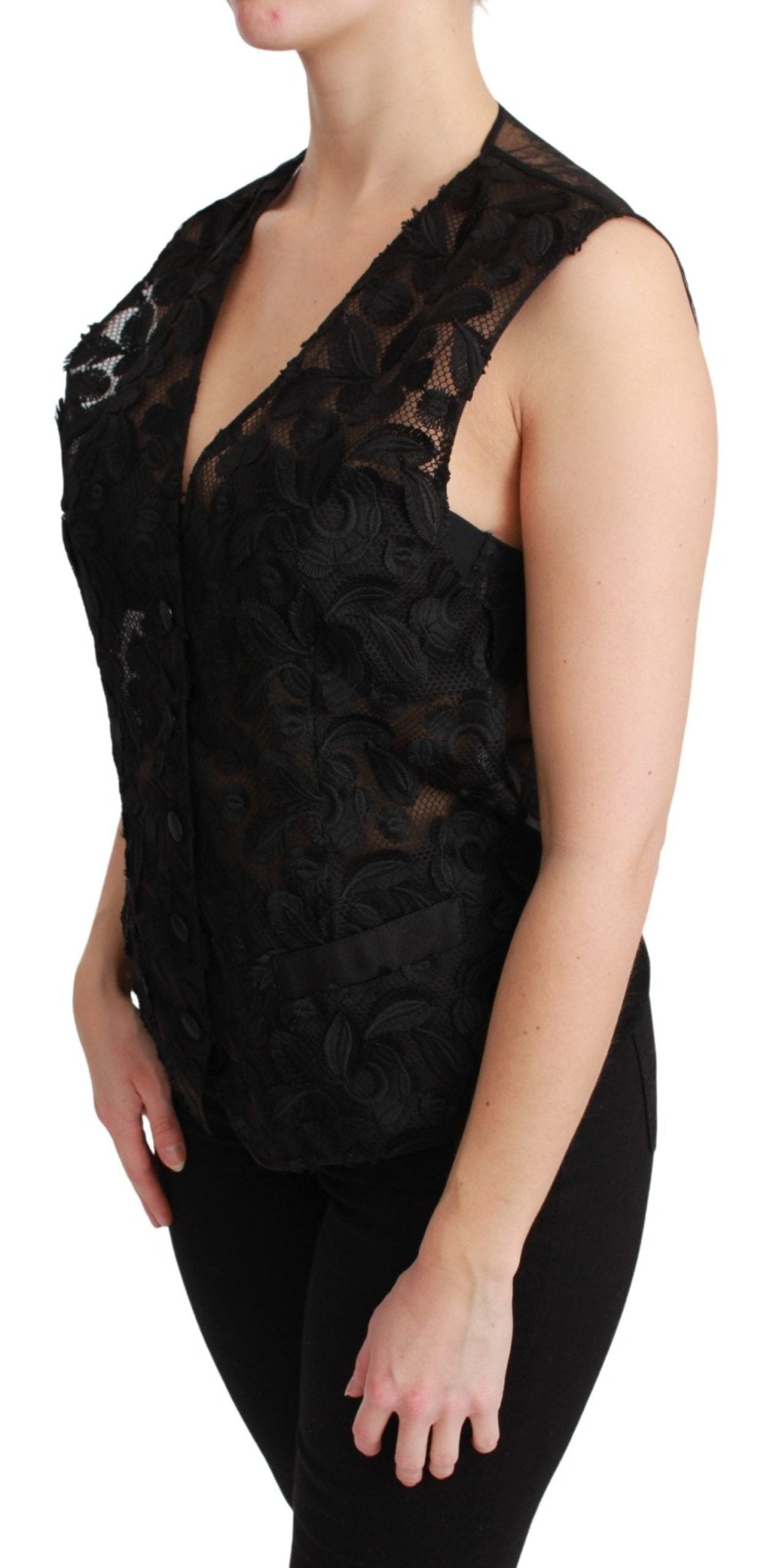 Dolce & Gabbana Black Floral Brocade Top Gilet Waistcoat - Dani Dyers