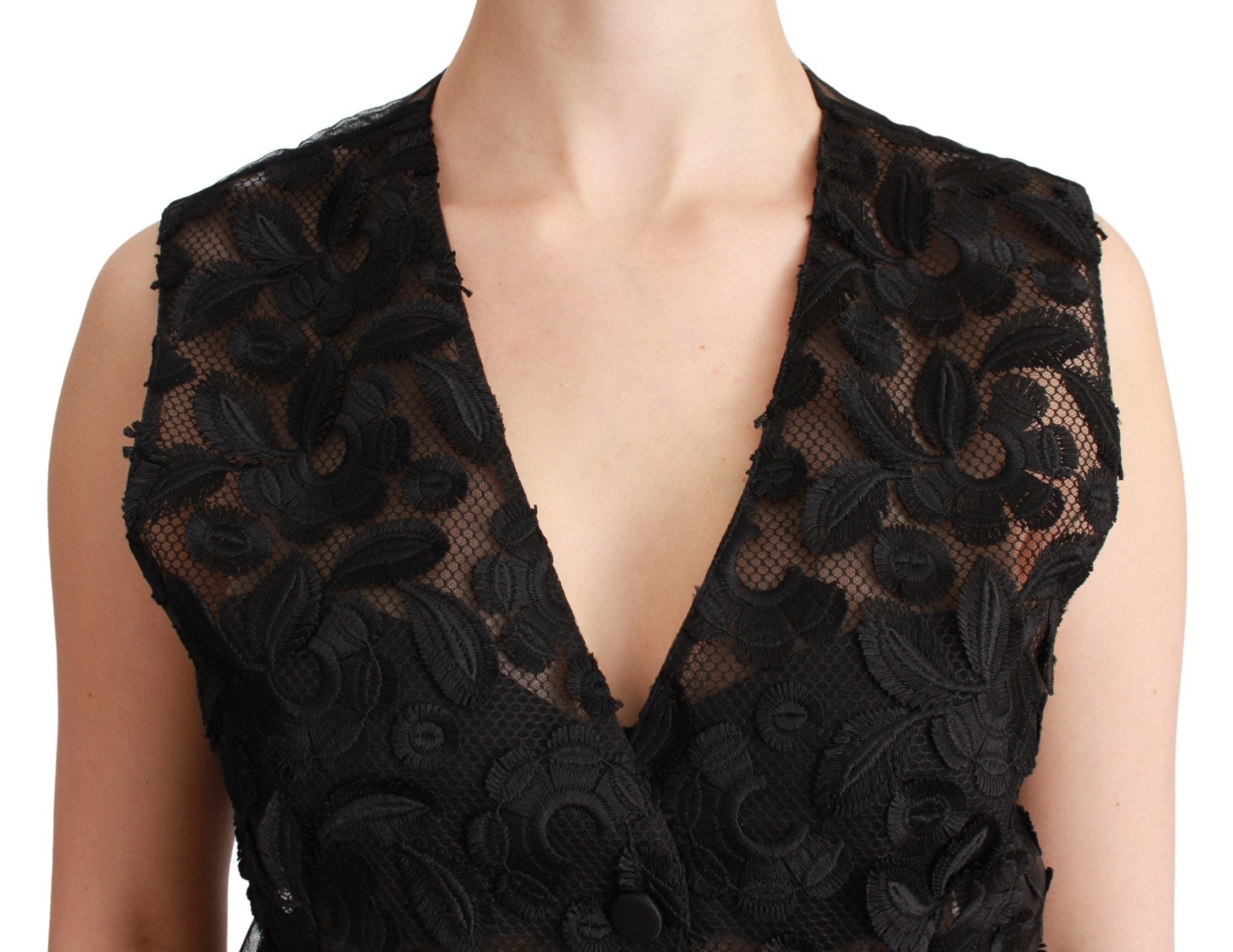 Dolce & Gabbana Black Floral Brocade Top Gilet Waistcoat - Dani Dyers