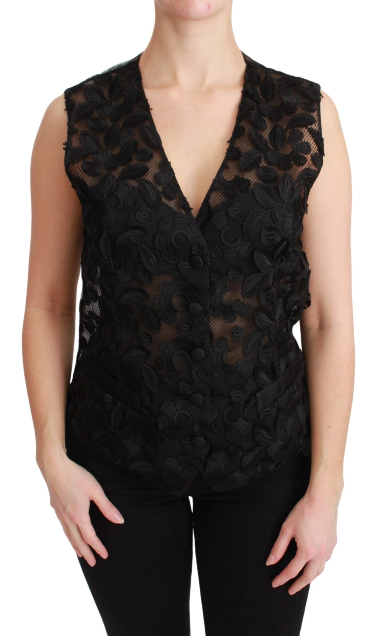 Dolce & Gabbana Black Floral Brocade Top Gilet Waistcoat - Dani Dyers