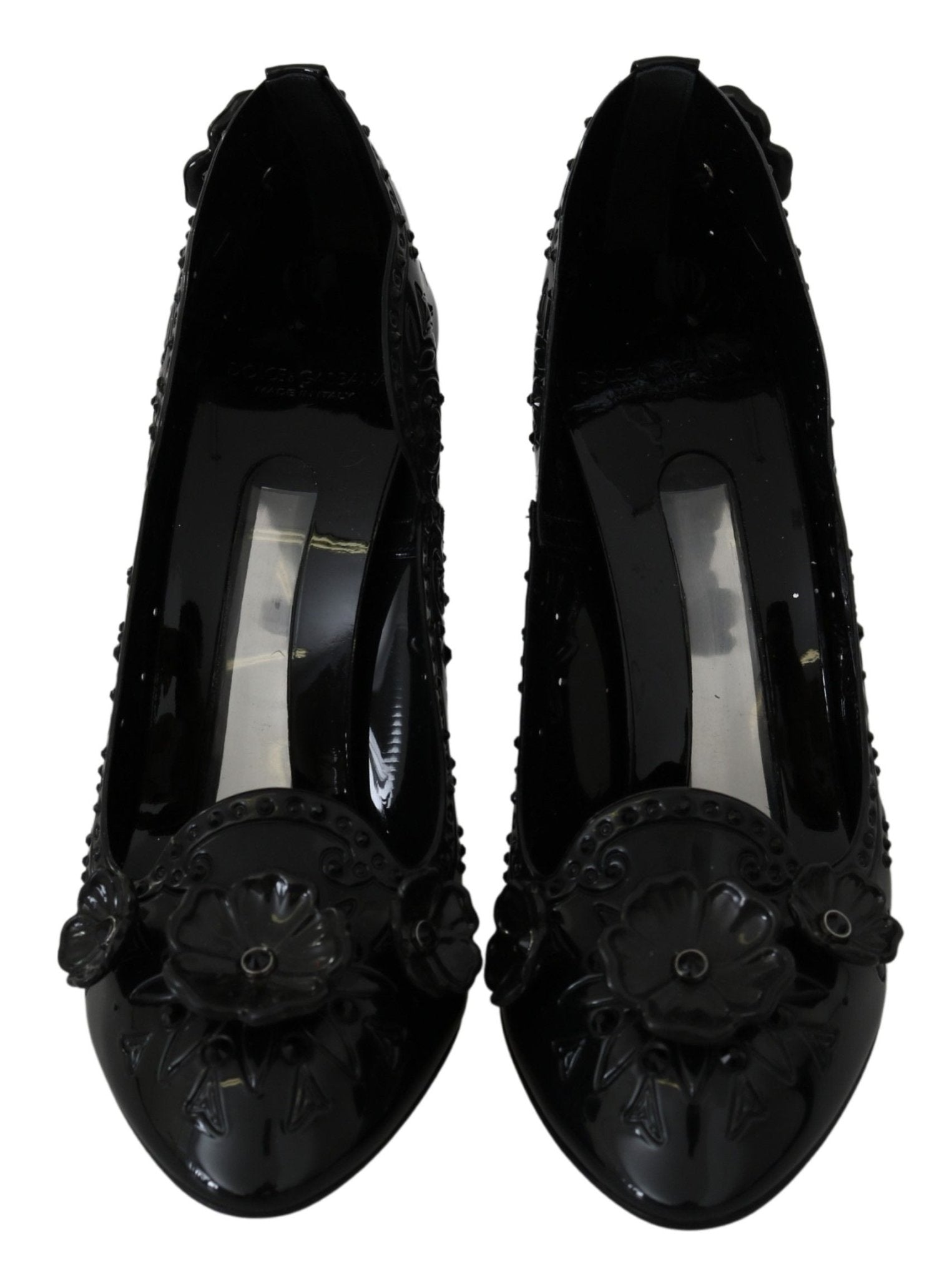 Dolce & Gabbana Black Floral Crystal CINDERELLA Heels Shoes - Dani Dyers