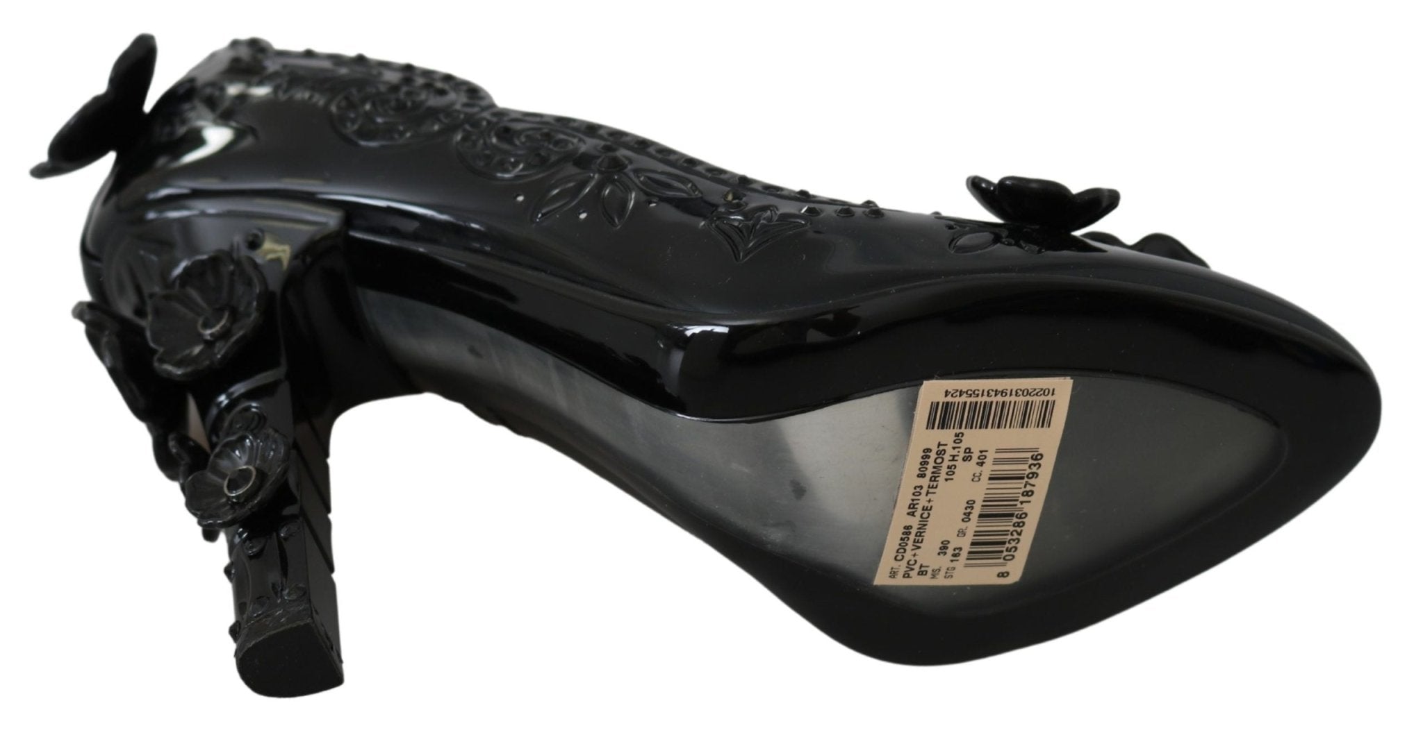 Dolce & Gabbana Black Floral Crystal CINDERELLA Heels Shoes - Dani Dyers