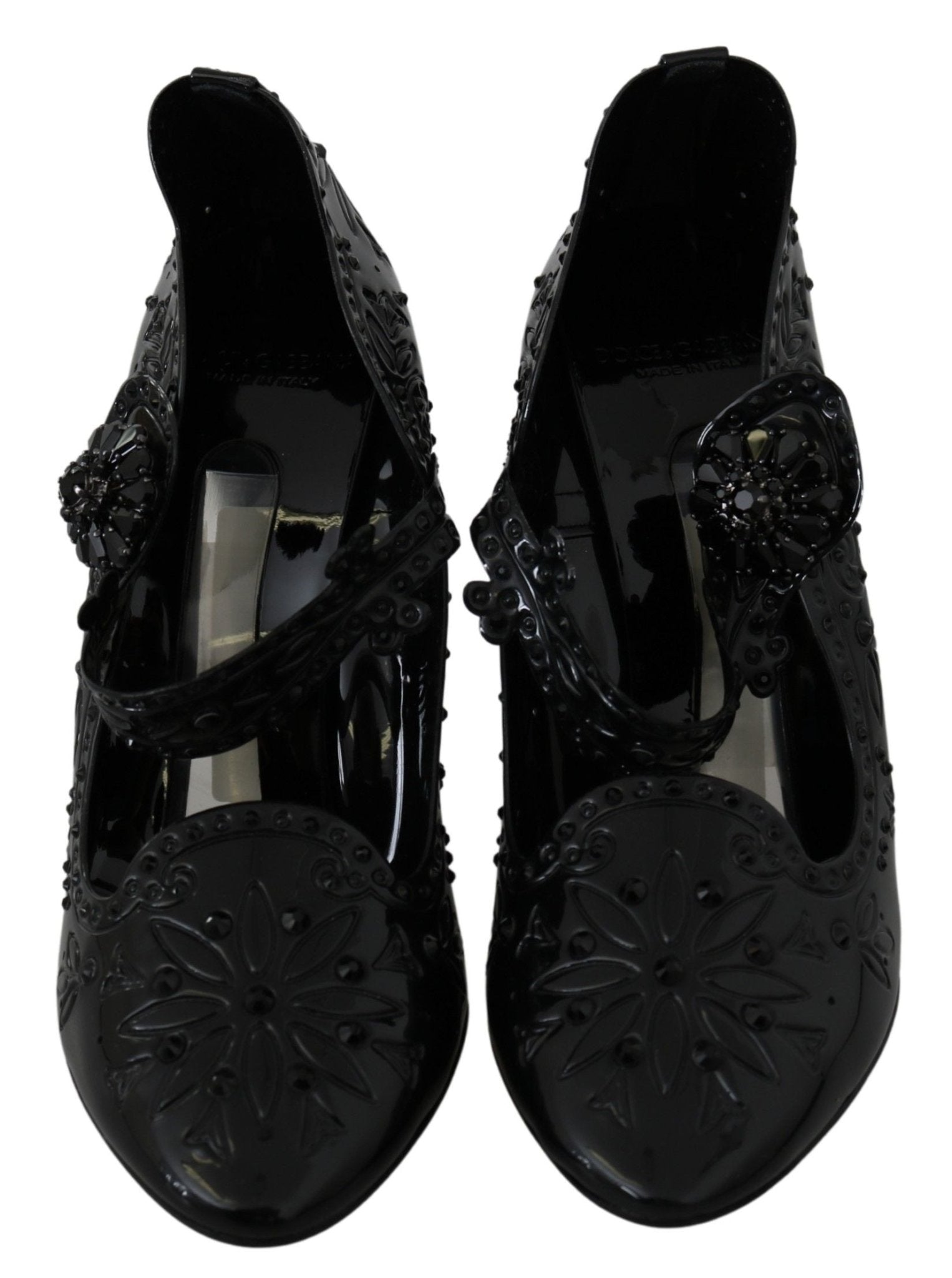 Dolce & Gabbana Black Floral Crystal CINDERELLA Heels Shoes - Dani Dyers