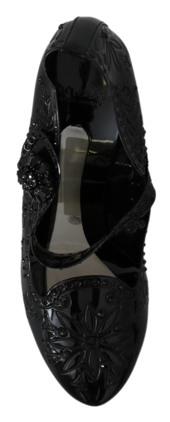 Dolce & Gabbana Black Floral Crystal CINDERELLA Heels Shoes - Dani Dyers