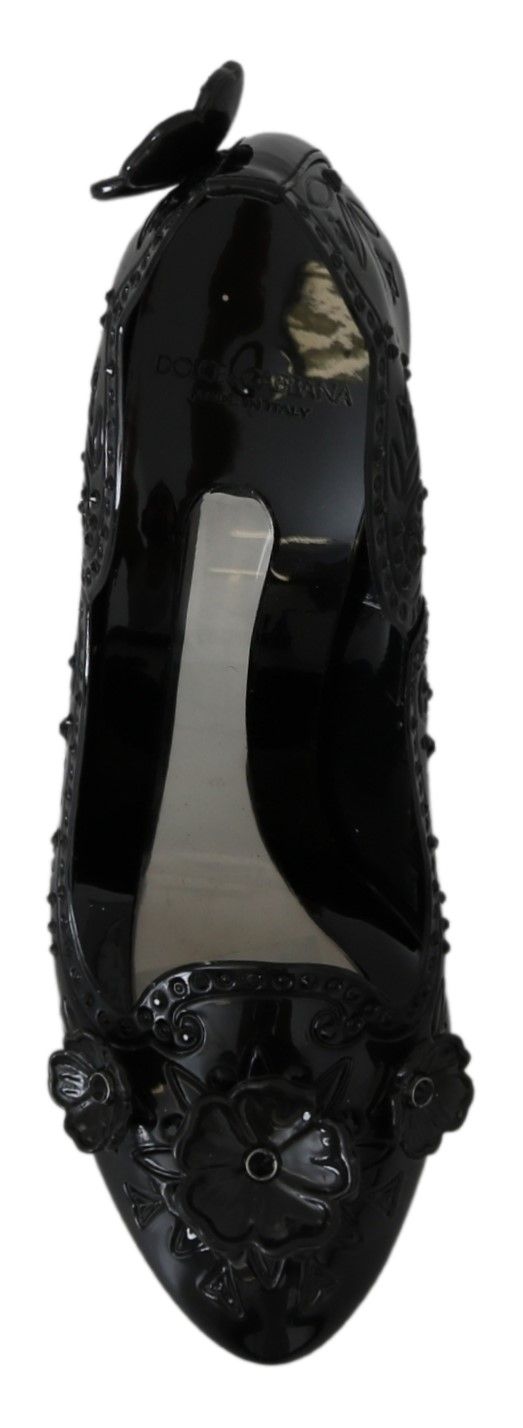 Dolce & Gabbana Black Floral Crystal CINDERELLA Heels Shoes - Dani Dyers