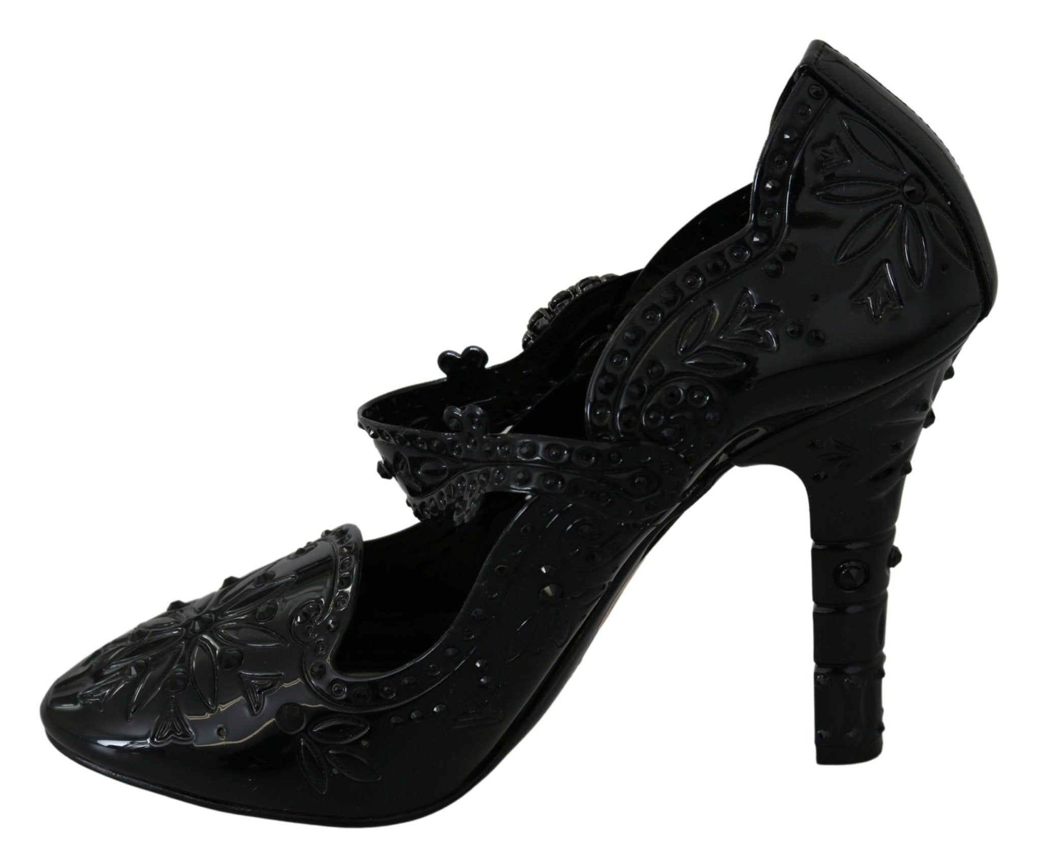 Dolce & Gabbana Black Floral Crystal CINDERELLA Heels Shoes - Dani Dyers