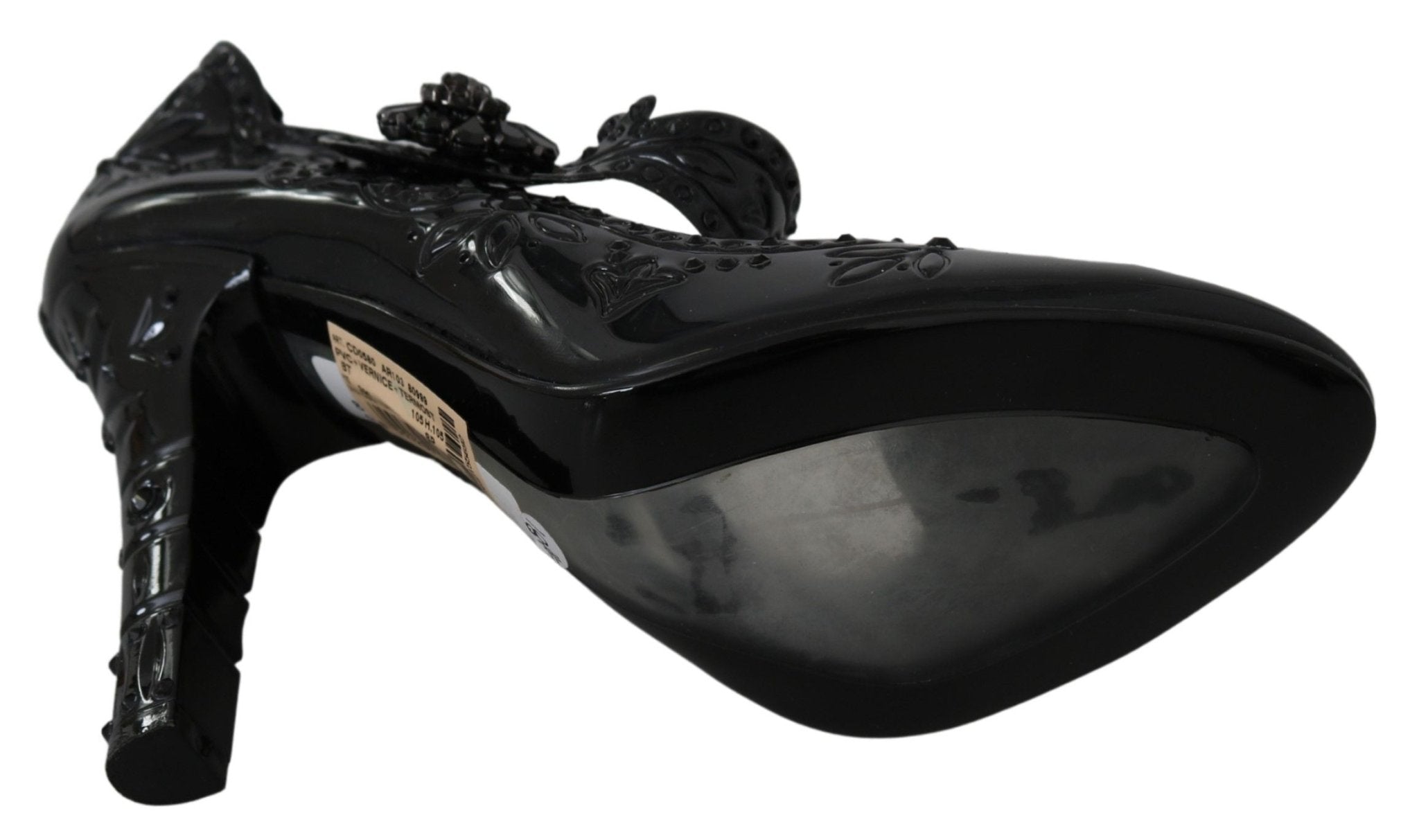 Dolce & Gabbana Black Floral Crystal CINDERELLA Heels Shoes - Dani Dyers