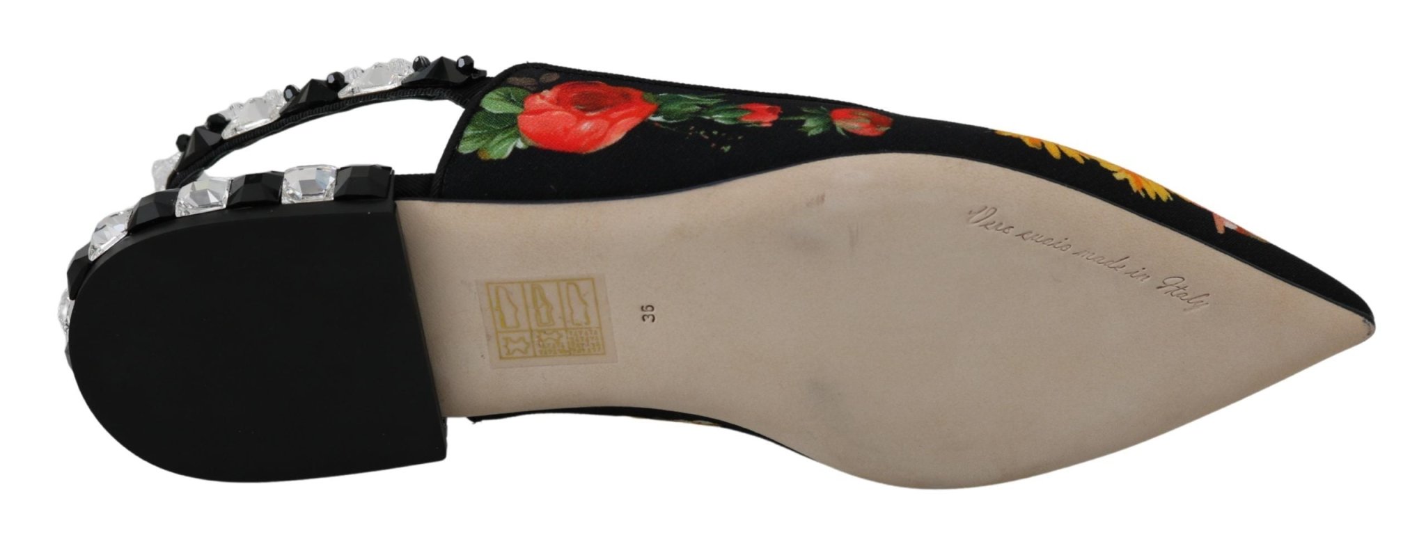 Dolce & Gabbana Black Floral Crystal Slingbacks Flats Shoes - Dani Dyers