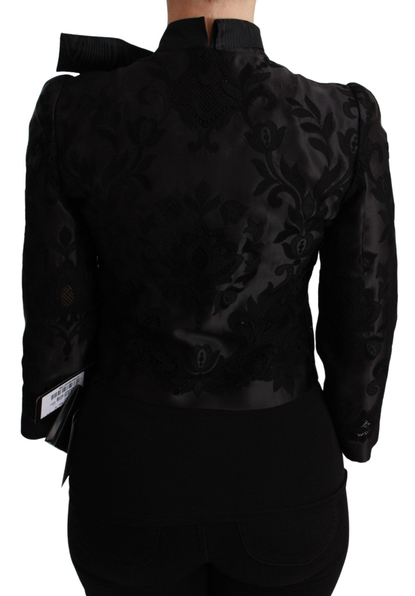 Dolce & Gabbana Black Floral Jacquard Blazer Silk Jacket - Dani Dyers