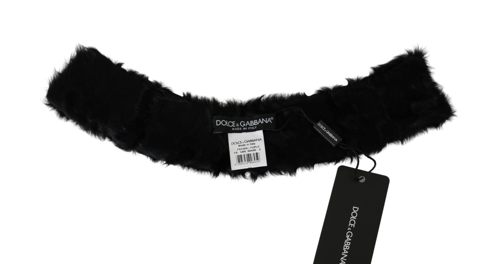 Dolce & Gabbana Black Fur Neck Collar Wrap Lambskin Scarf - Dani Dyers