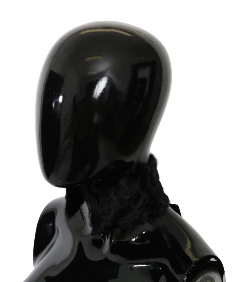 Dolce & Gabbana Black Fur Neck Collar Wrap Lambskin Scarf - Dani Dyers
