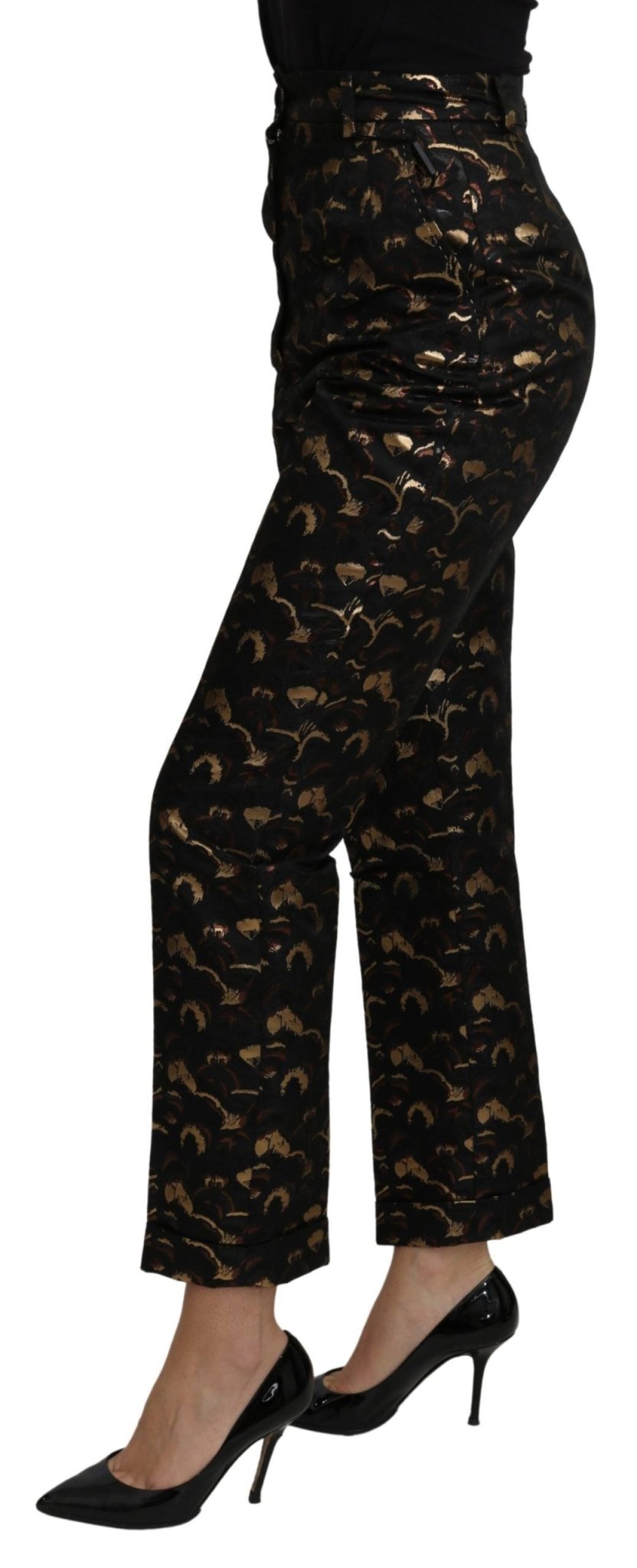 Dolce & Gabbana Black Gold Brocade High Waist Pants - Dani Dyers