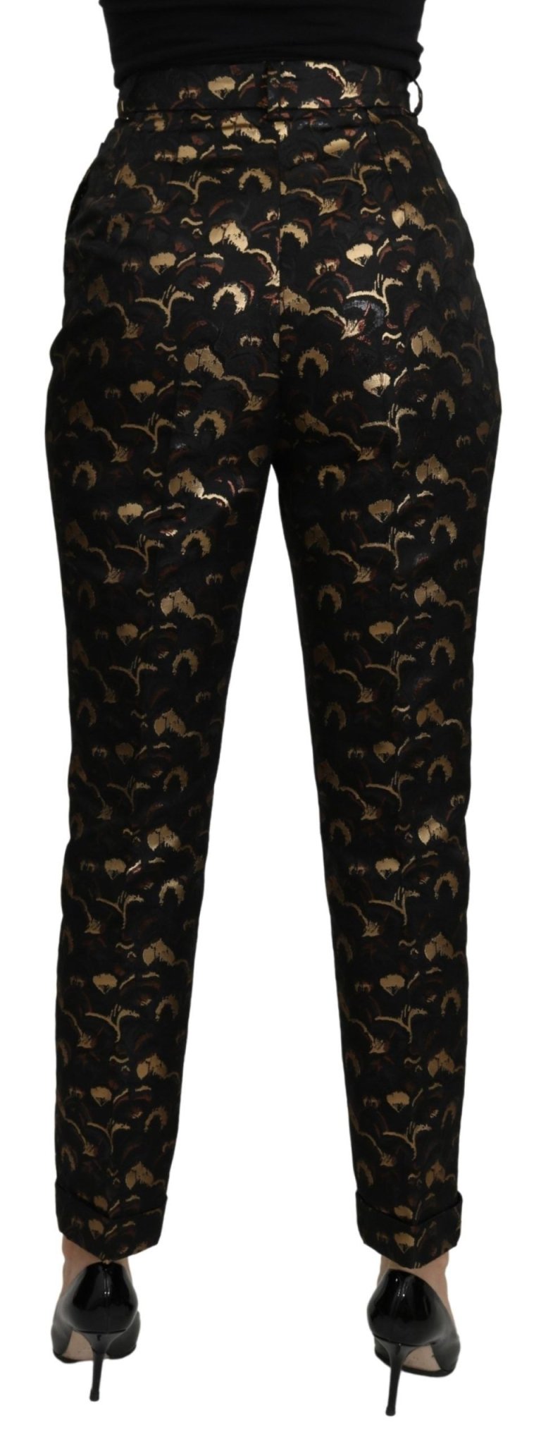 Dolce & Gabbana Black Gold Brocade High Waist Pants - Dani Dyers