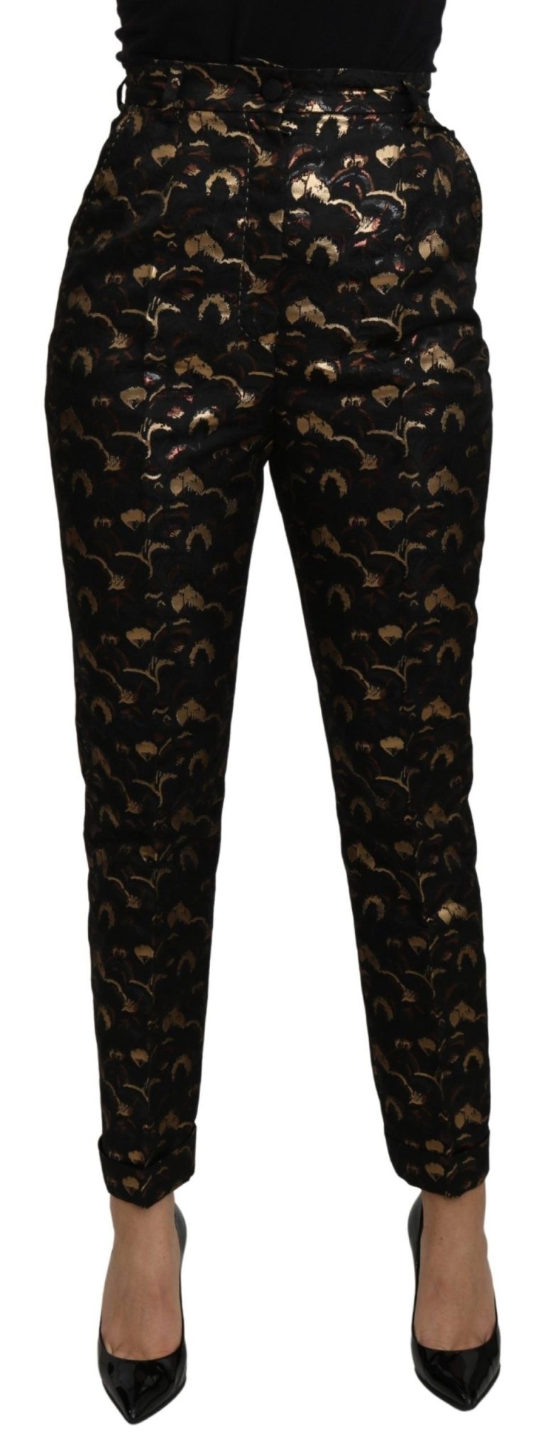 Dolce & Gabbana Black Gold Brocade High Waist Pants - Dani Dyers