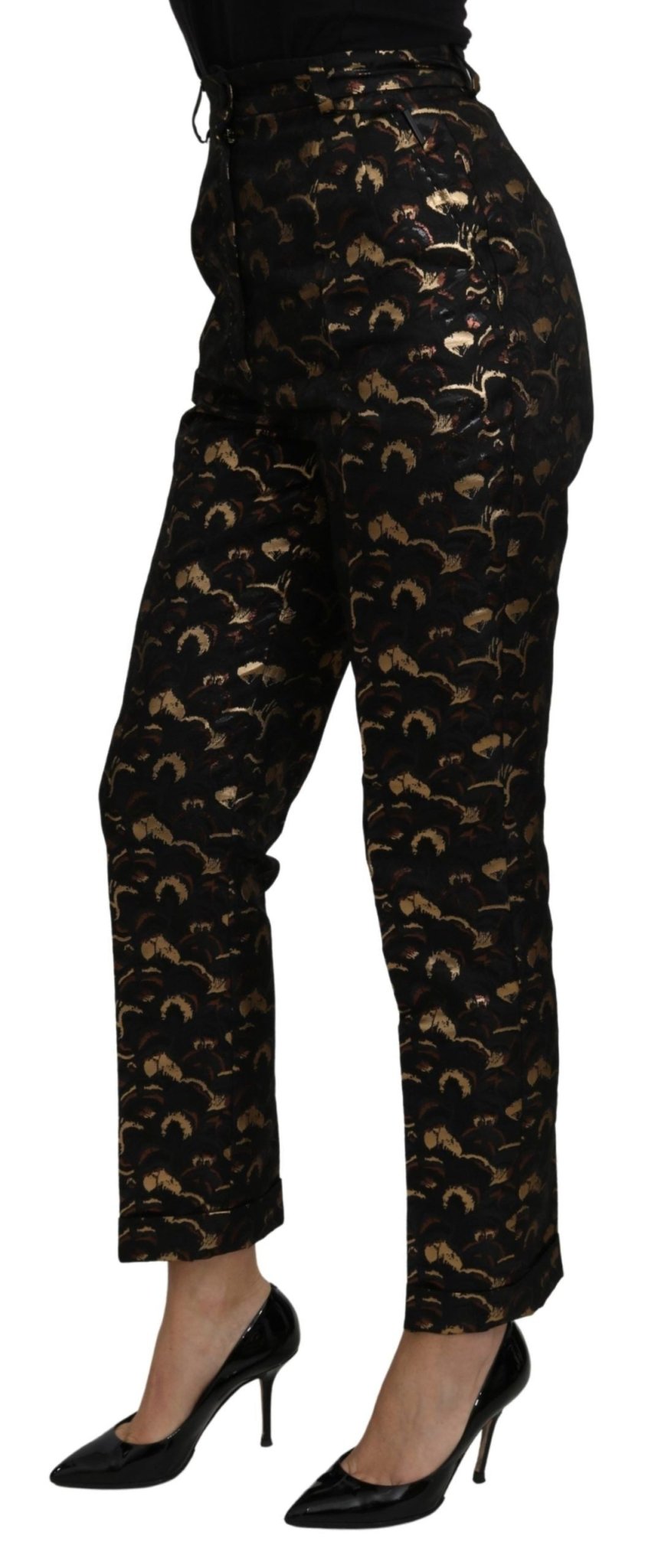 Dolce & Gabbana Black Gold Brocade High Waist Pants - Dani Dyers