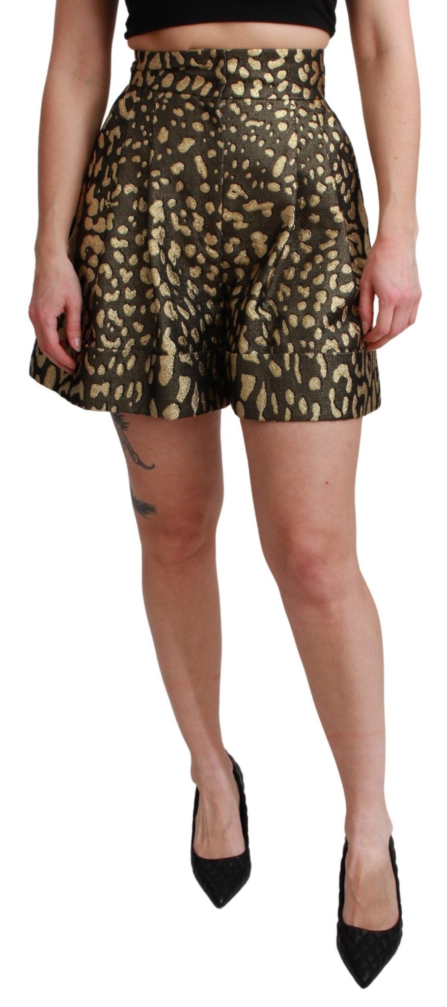 Dolce & Gabbana Black Gold High Waist Mini Cotton Shorts - Dani Dyers