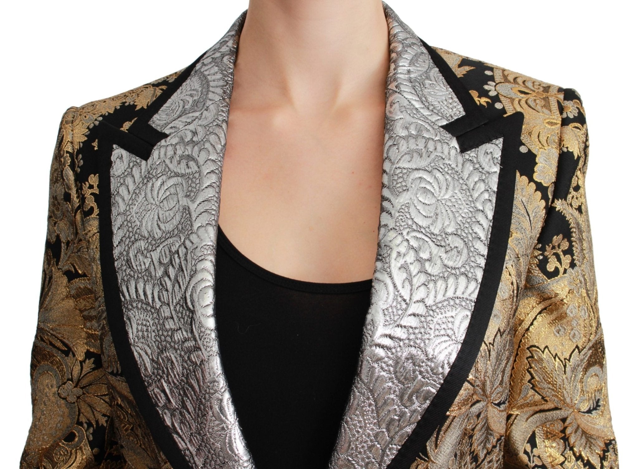 Dolce & Gabbana Black Gold Jacquard Blazer Jacket - Dani Dyers