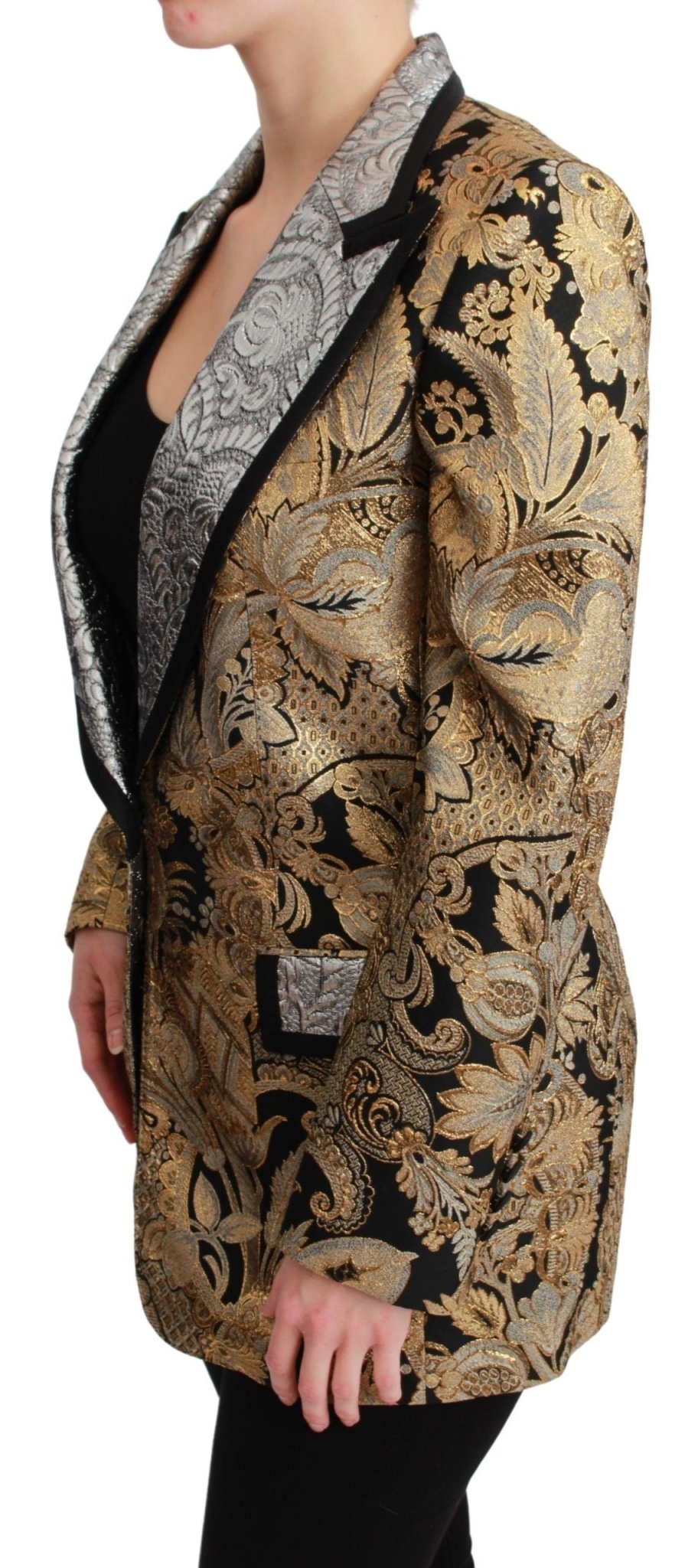 Dolce & Gabbana Black Gold Jacquard Blazer Jacket - Dani Dyers