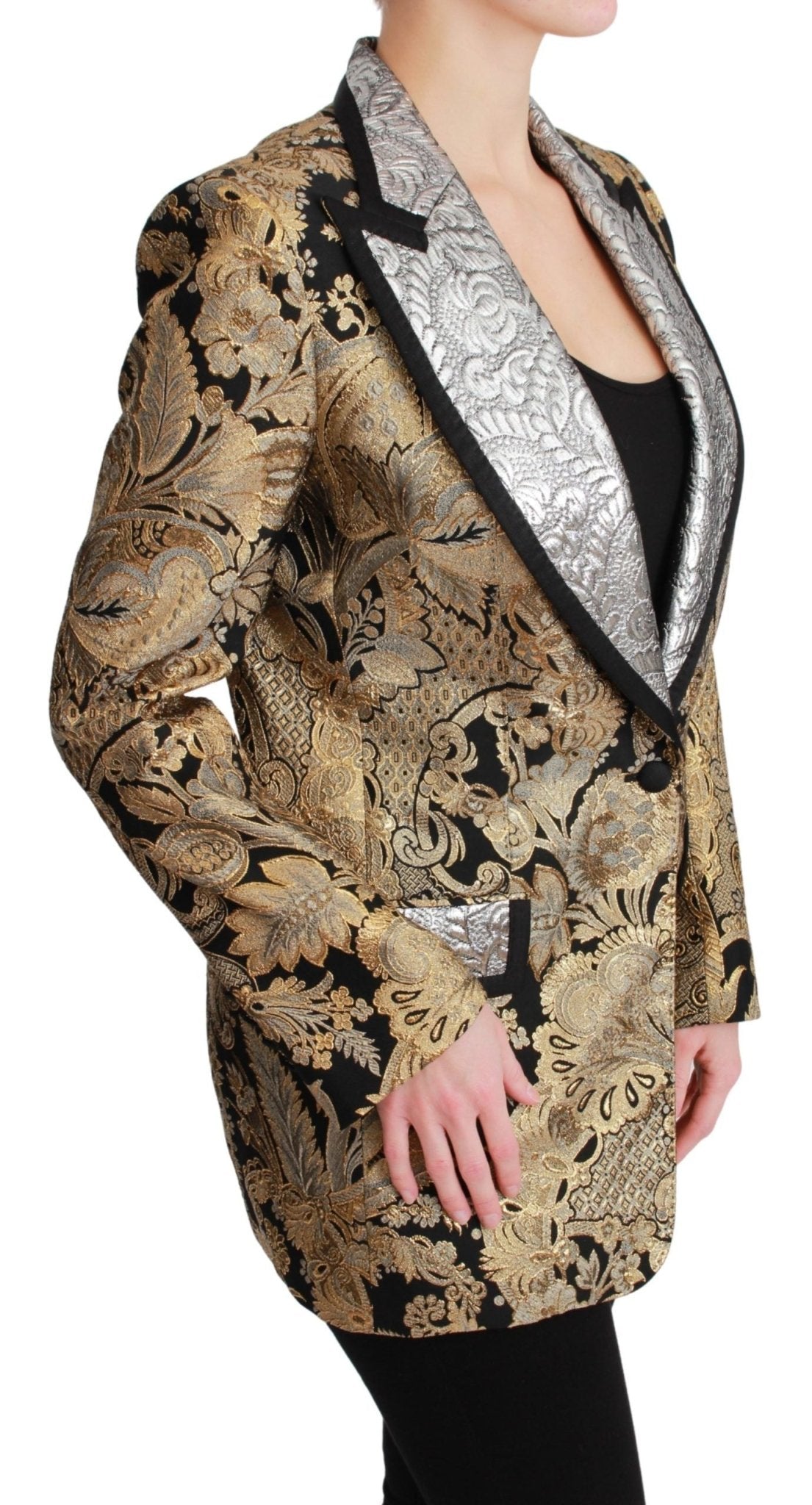 Dolce & Gabbana Black Gold Jacquard Blazer Jacket - Dani Dyers
