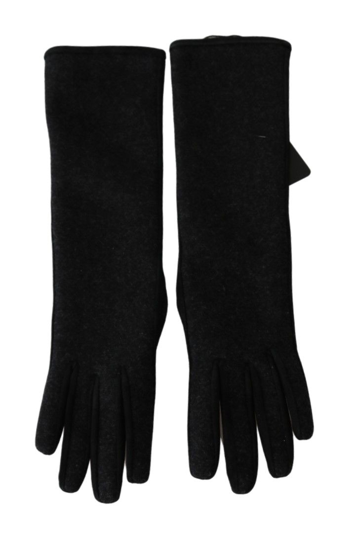 Dolce & Gabbana Black Gray Mid Arm Length Mittens Wool Gloves - Dani Dyers