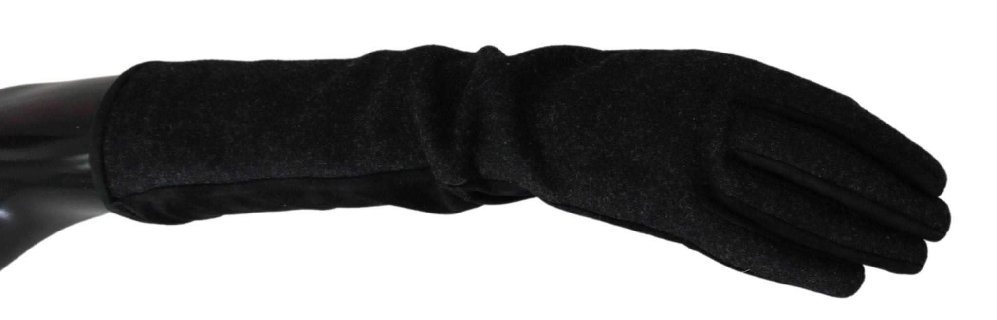 Dolce & Gabbana Black Gray Mid Arm Length Mittens Wool Gloves - Dani Dyers