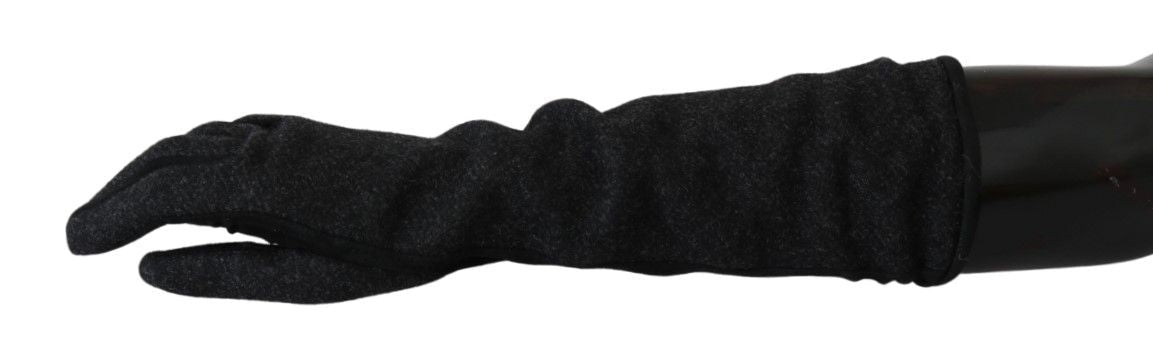 Dolce & Gabbana Black Gray Mid Arm Length Mittens Wool Gloves - Dani Dyers