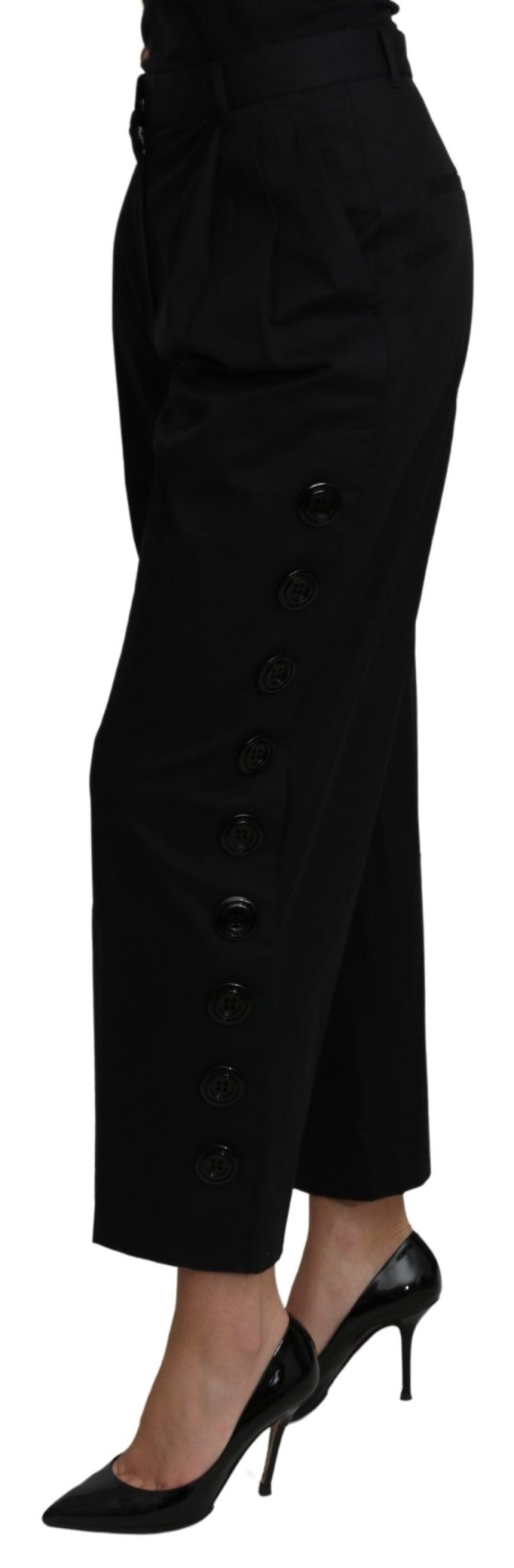 Dolce & Gabbana Black High Waist Cropped Cotton Stretch Pants - Dani Dyers