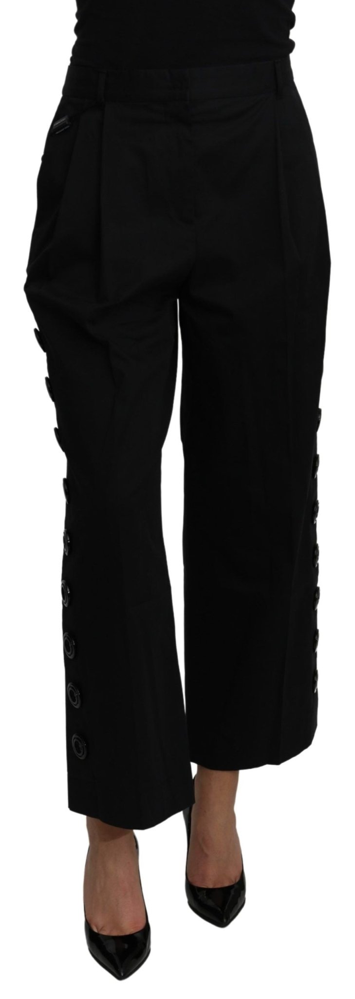 Dolce & Gabbana Black High Waist Cropped Cotton Stretch Pants - Dani Dyers