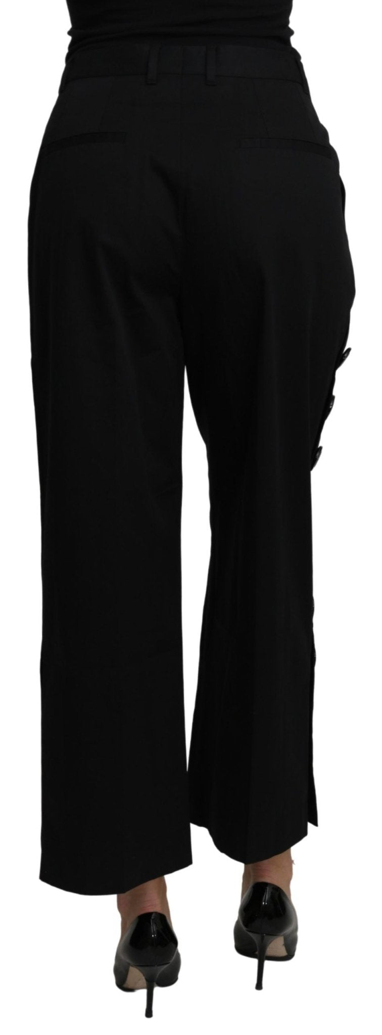 Dolce & Gabbana Black High Waist Cropped Cotton Stretch Pants - Dani Dyers