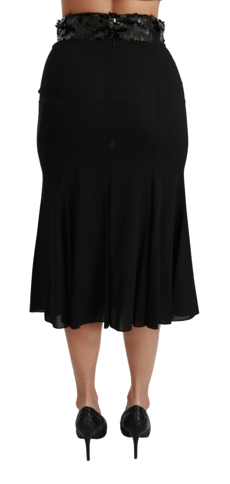 Dolce & Gabbana Black High Waist Mermaid Midi Silk Skirt - Dani Dyers