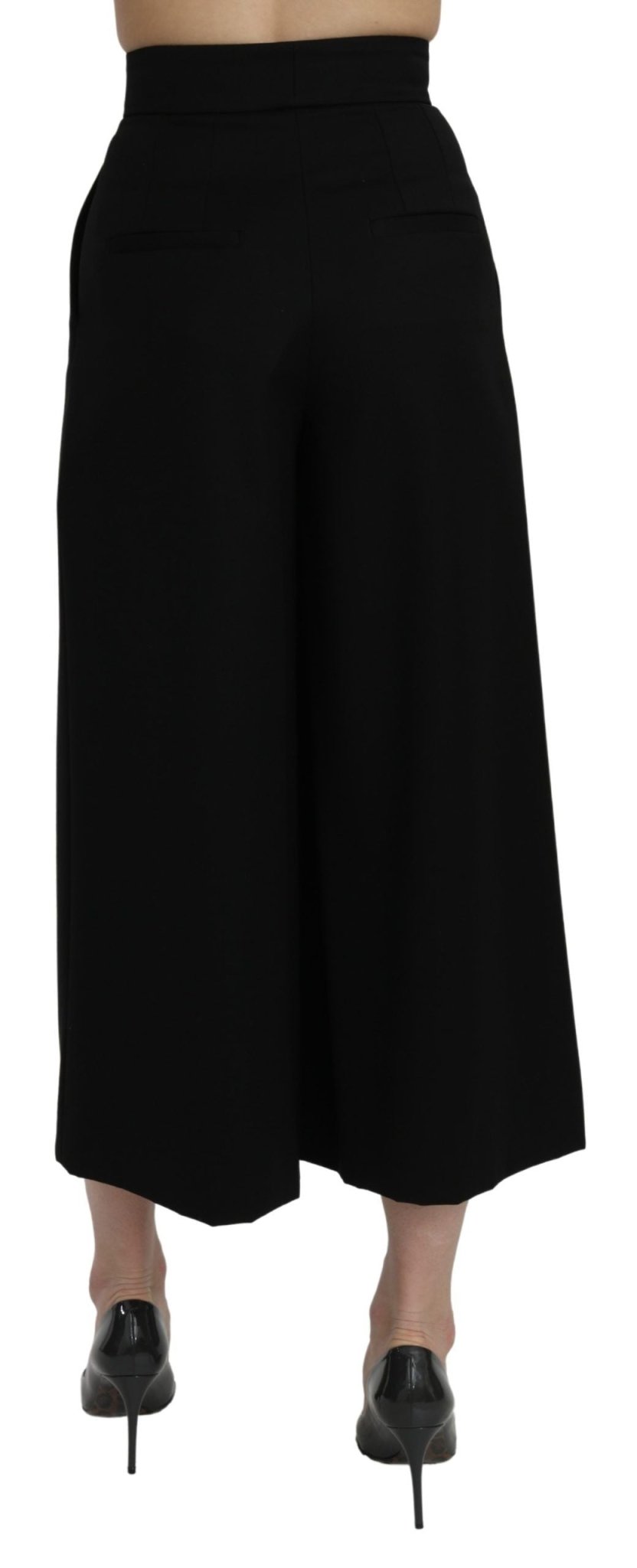 Dolce & Gabbana Black High Waist Wide Leg Cropped Pants - Dani Dyers